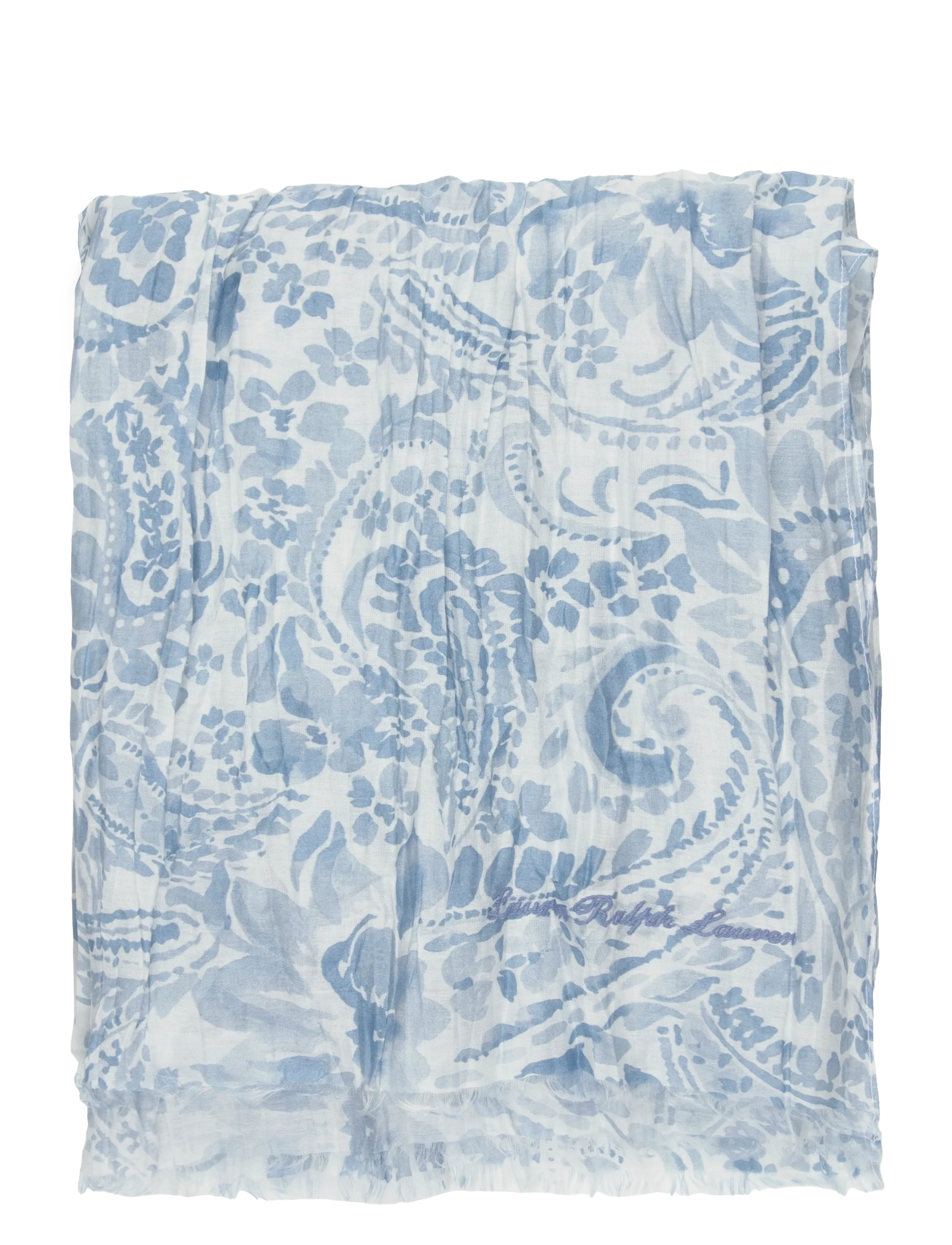 Lauren Ralph Lauren - Paisley Cotton-Silk Scarf - everyday style - blue note - 1