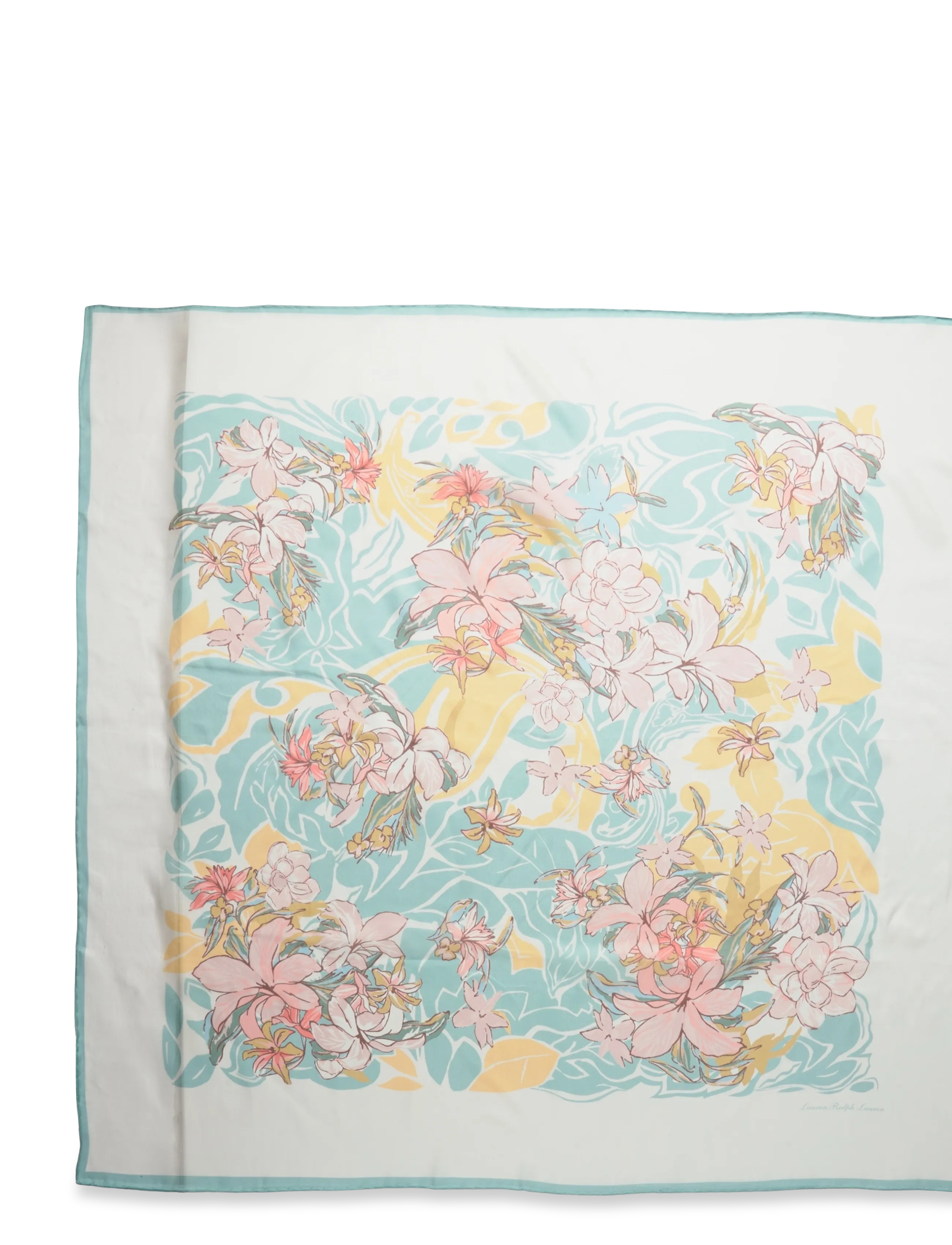 Lauren Ralph Lauren - Floral Silk Square Scarf - sjalar - cream - 1