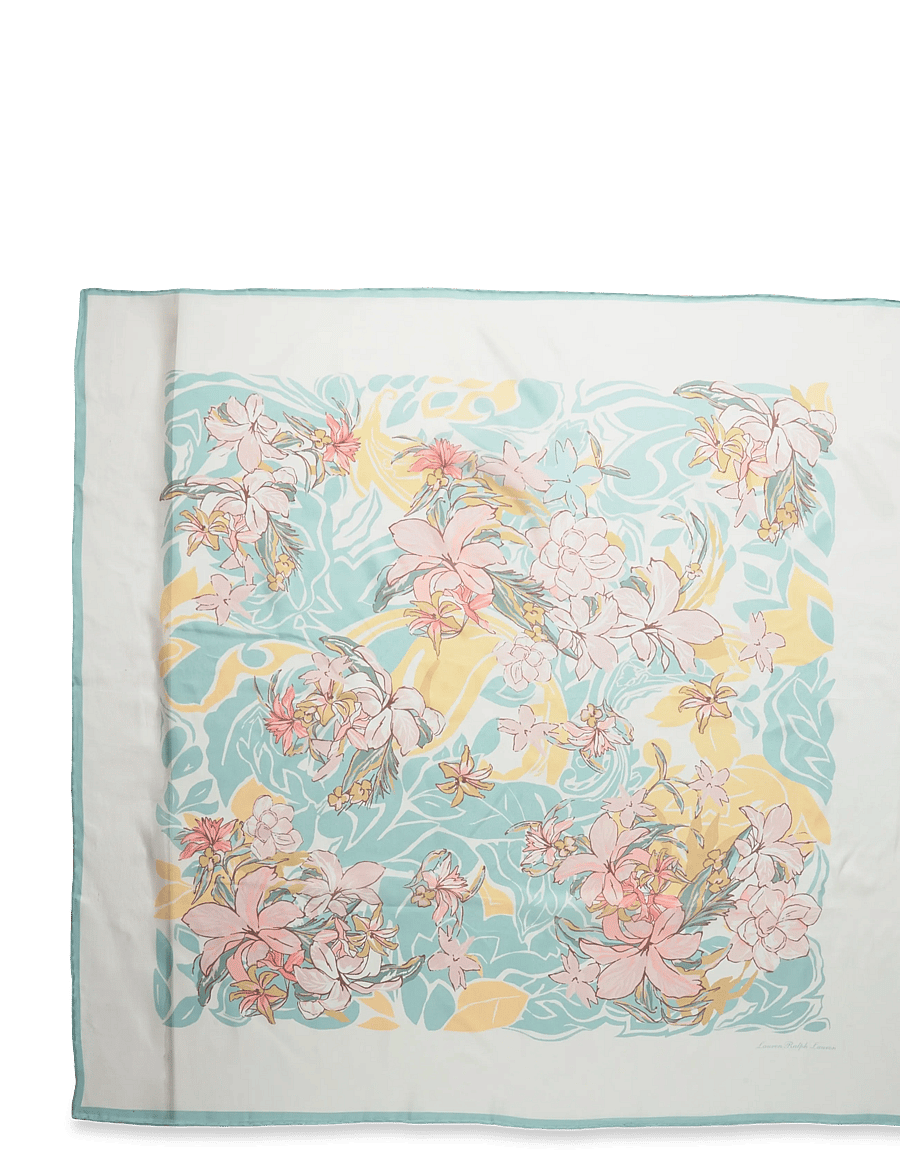 Lauren Ralph Lauren - Floral Silk Square Scarf - tynde tørklæder - cream - 1