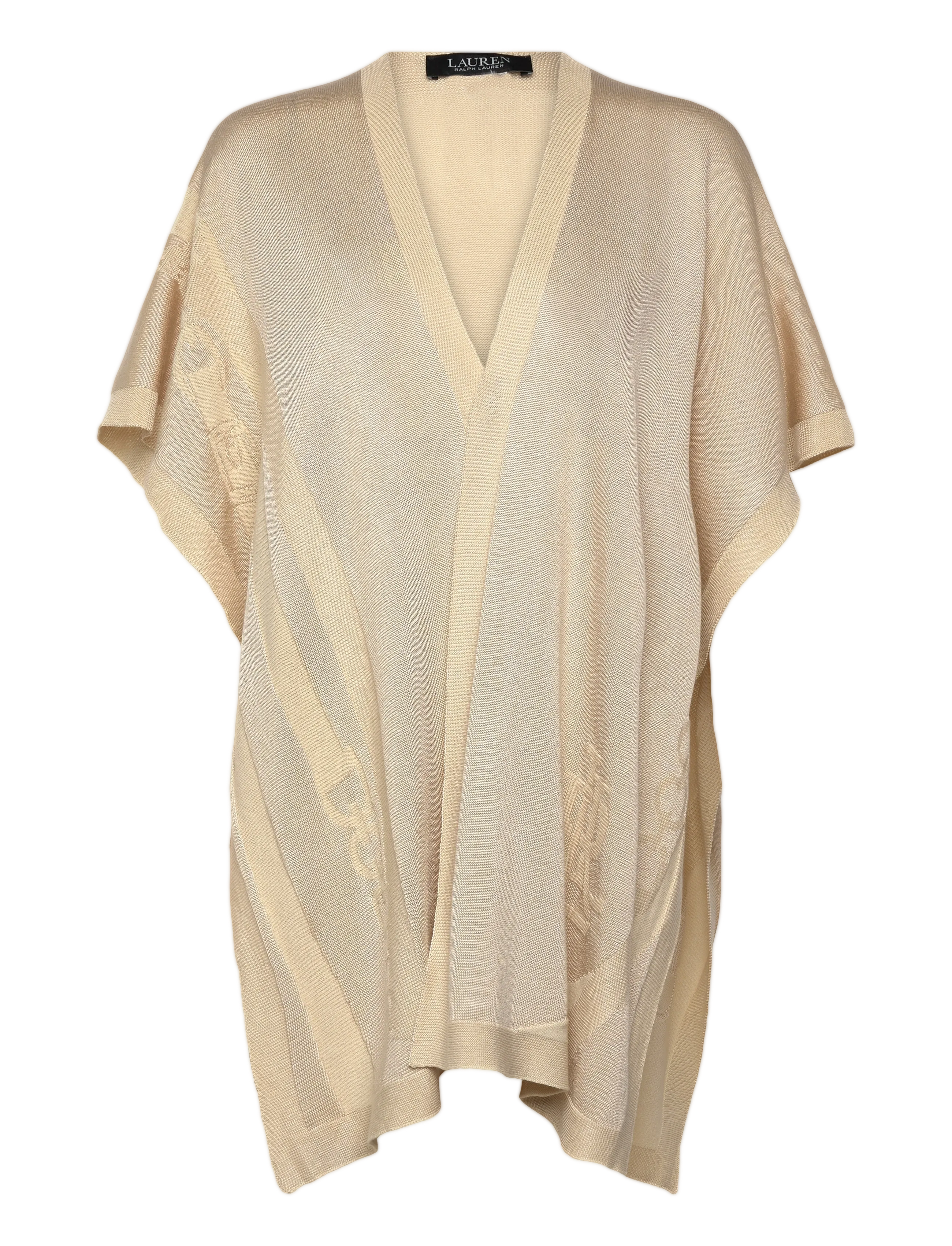 Lauren Ralph Lauren Belting-Motif Jacquard Ruana, Kvinder, Ruana, Cream, Str: ONE SIZE