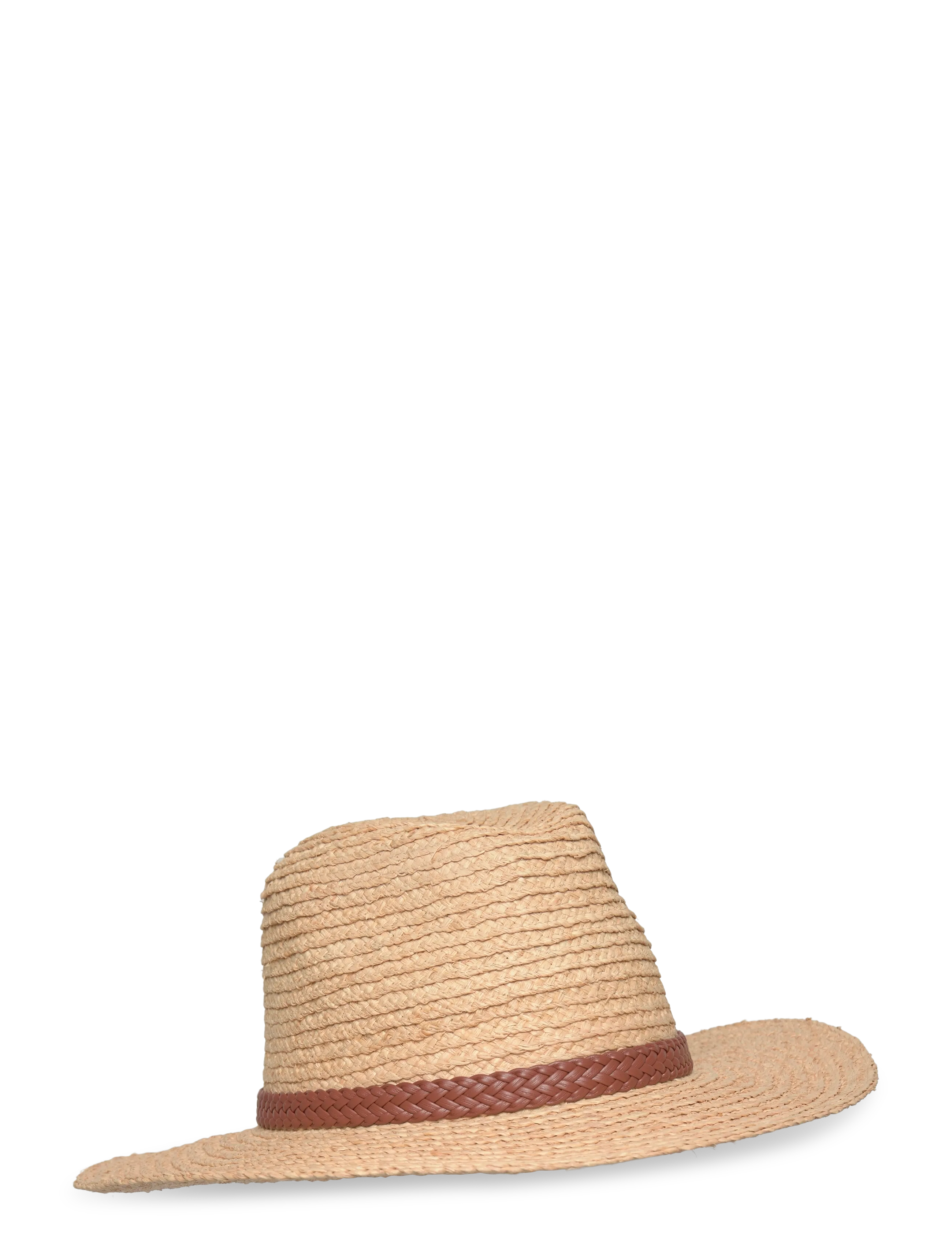Lauren Ralph Lauren Woven-Leather-Trim Raffia Fedora - Accessories - NATURAL / brown