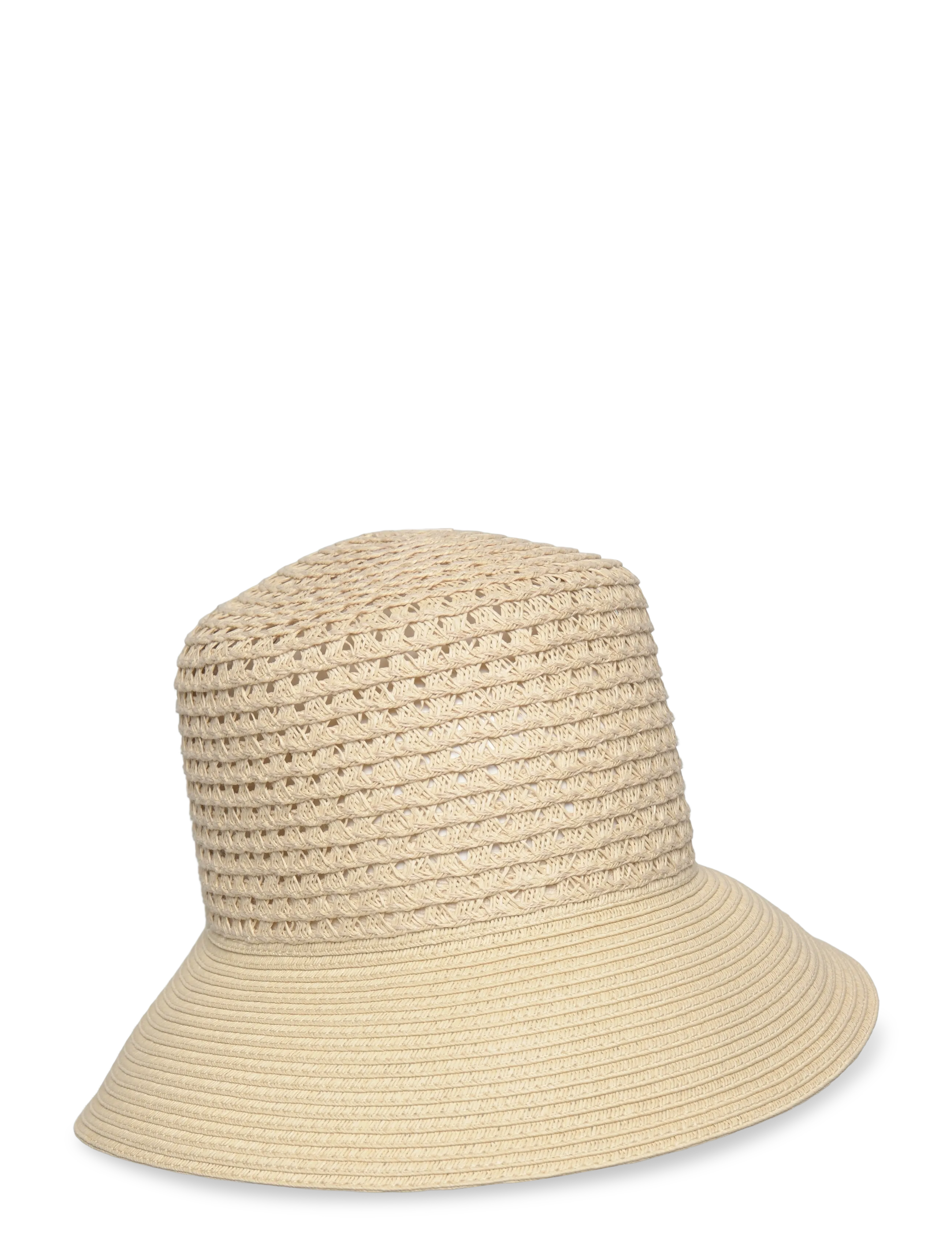 Lauren Ralph Open-Worked Straw Bucket Hat, One Size, Headwear, Creme - Hats, Frauen