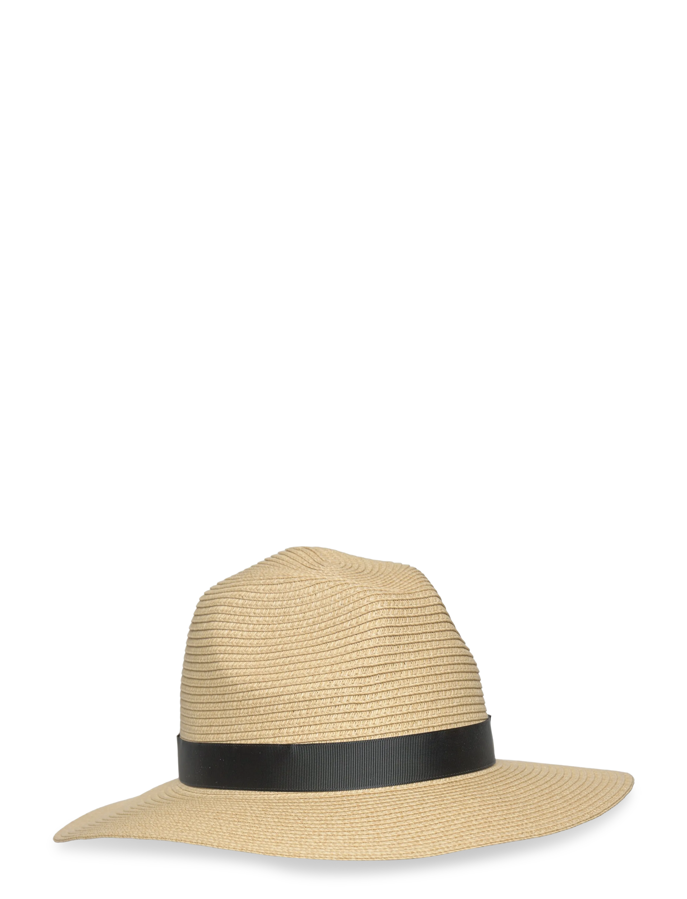 Lauren Ralph Lauren Packable Plaited Straw Fedora - Accessories - NATURAL/BLACK / black
