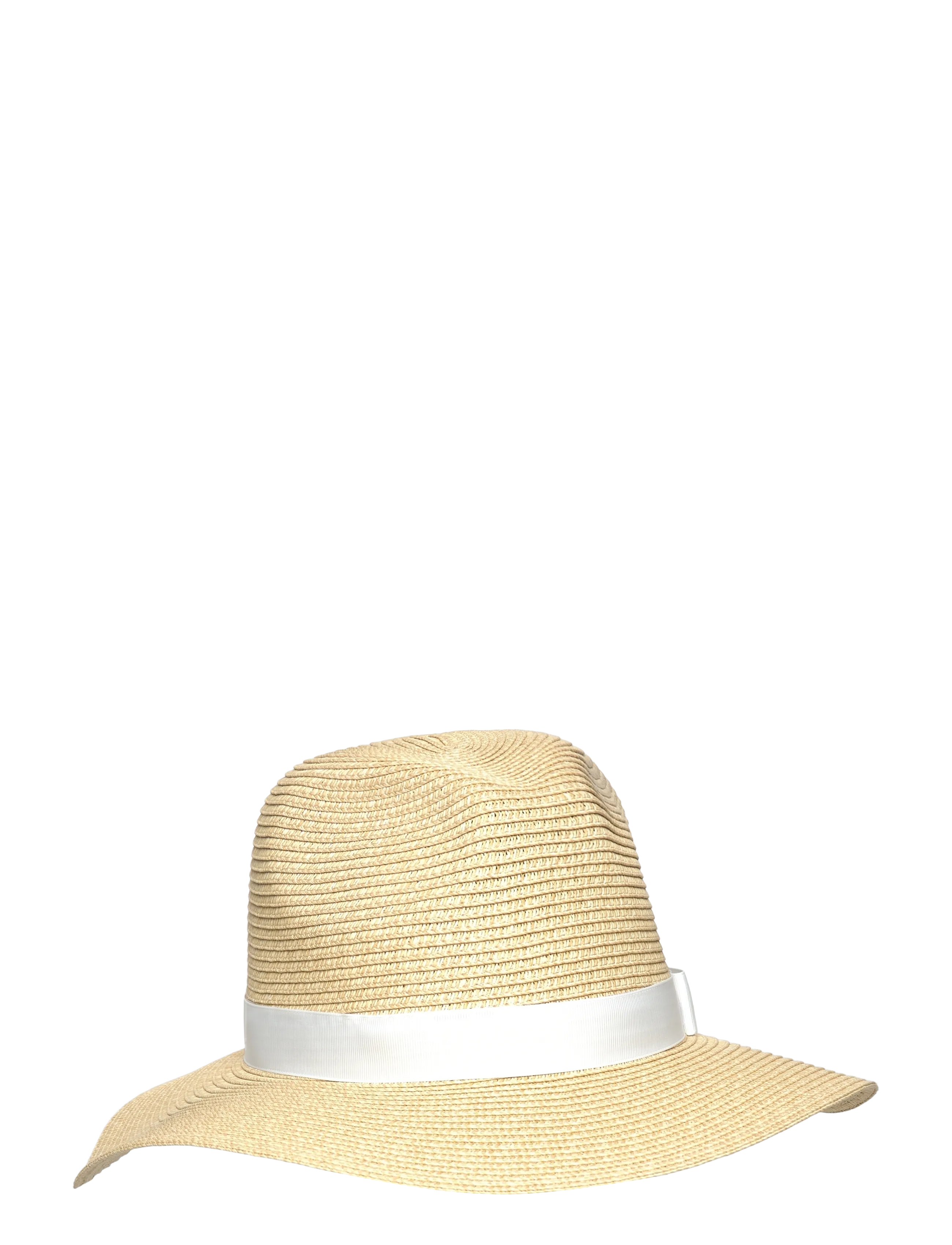 Lauren Ralph Lauren Packable Plaited Straw Fedora - Kampagne - NATURAL/WHITE / white