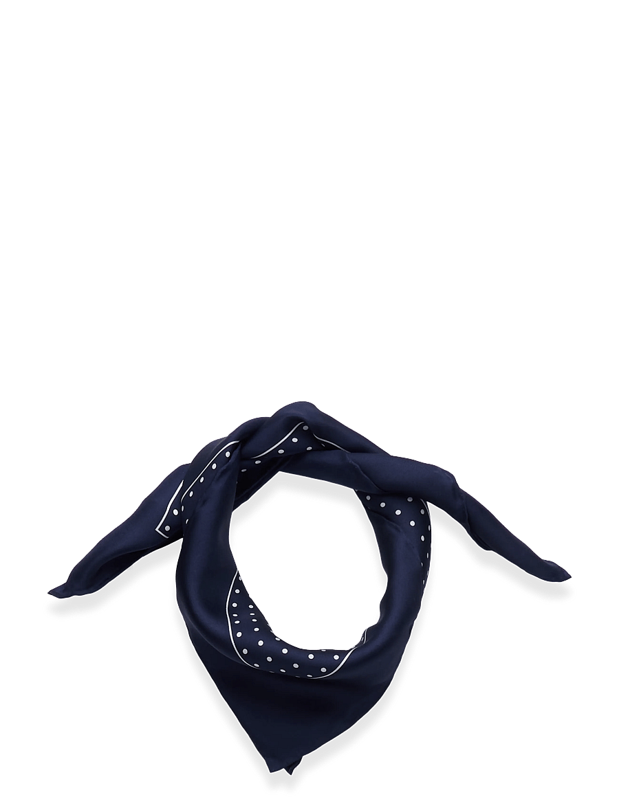 Lauren Ralph Lauren - Polka-Dot Crest Silk Square Scarf - lette skjerf - navy - 0