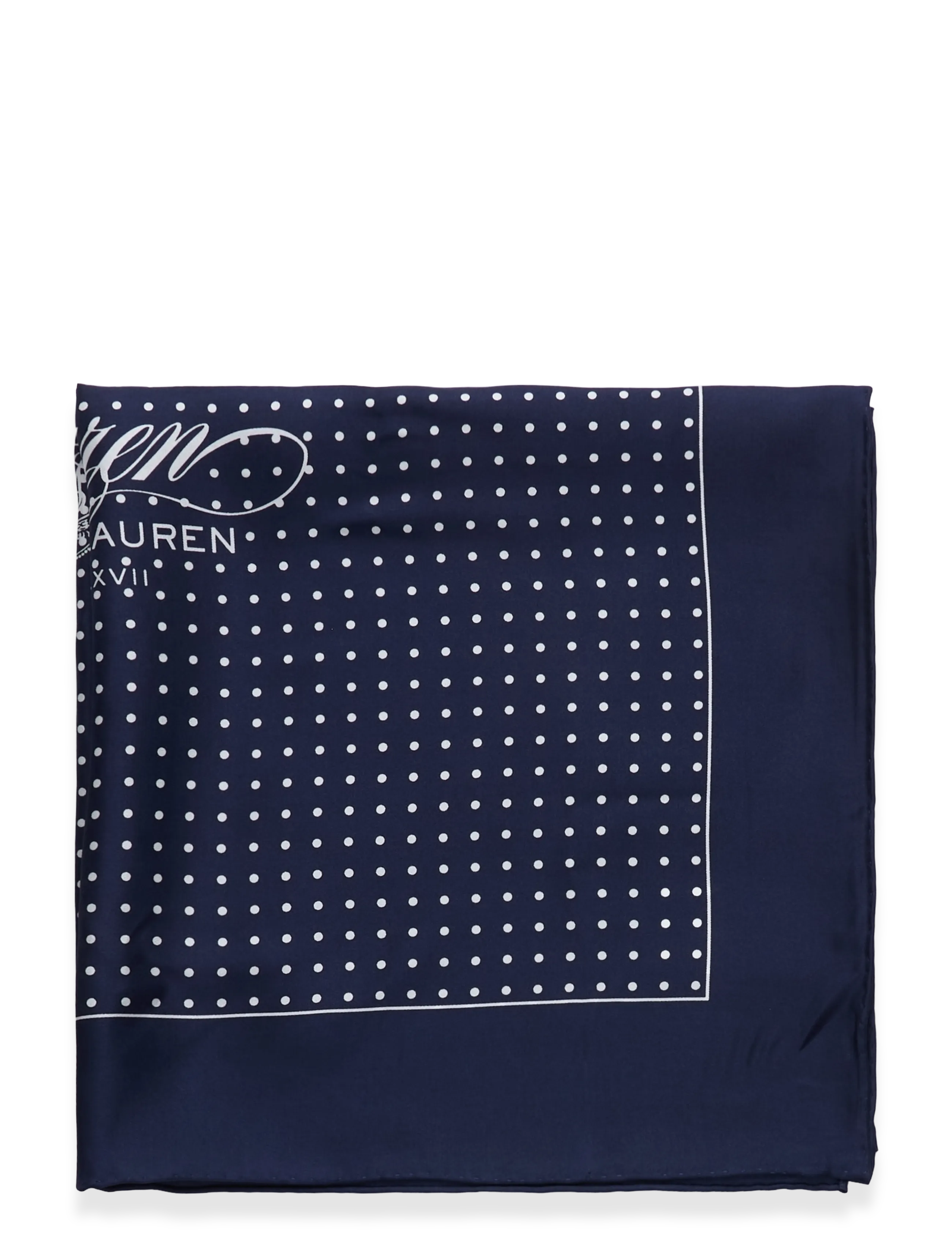 Lauren Ralph Lauren - Polka-Dot Crest Silk Square Scarf - everyday style - navy - 1
