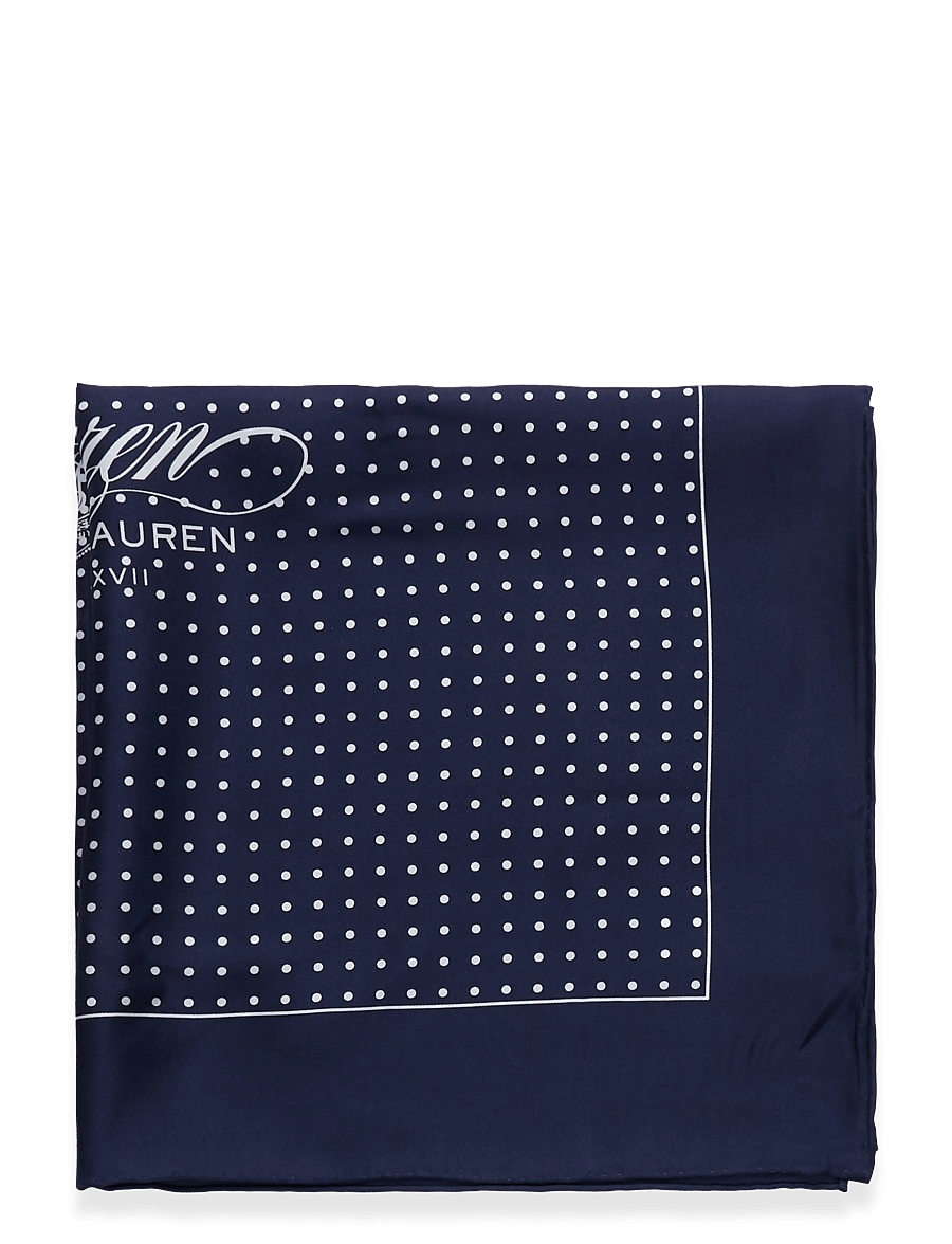 Lauren Ralph Lauren - Polka-Dot Crest Silk Square Scarf - lette skjerf - navy - 1