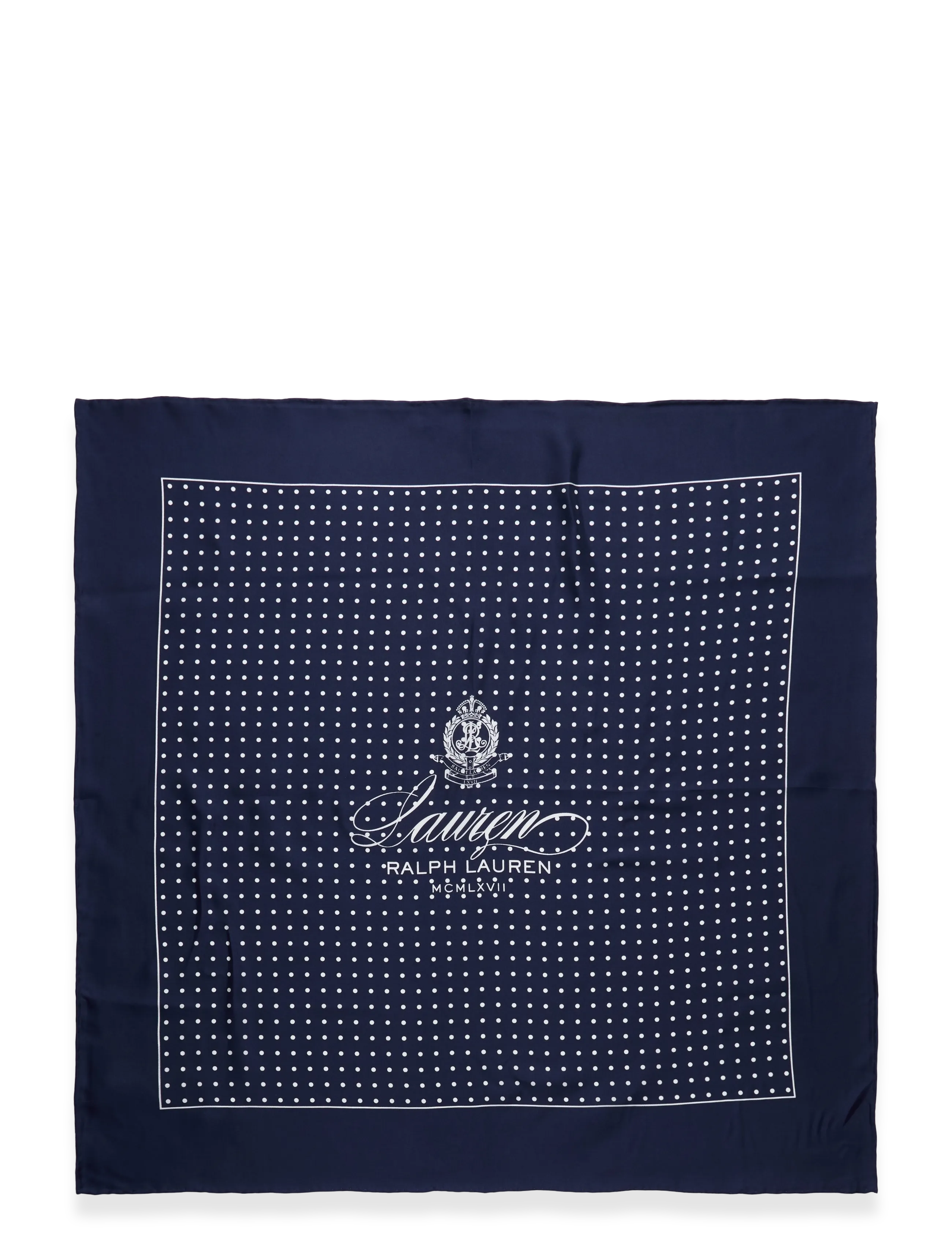 Lauren Ralph Lauren - Polka-Dot Crest Silk Square Scarf - everyday style - navy - 2