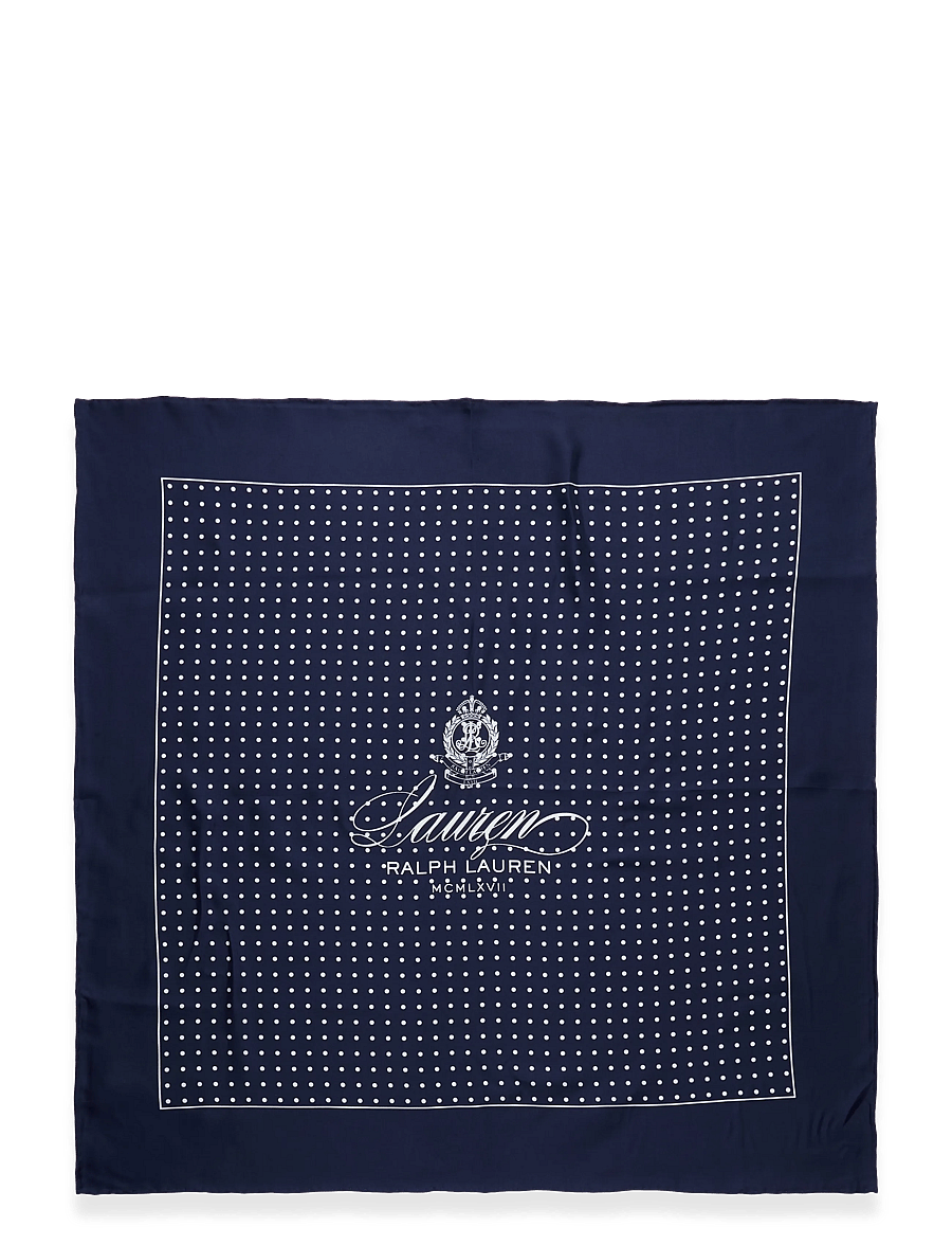 Lauren Ralph Lauren - Polka-Dot Crest Silk Square Scarf - lette skjerf - navy - 2
