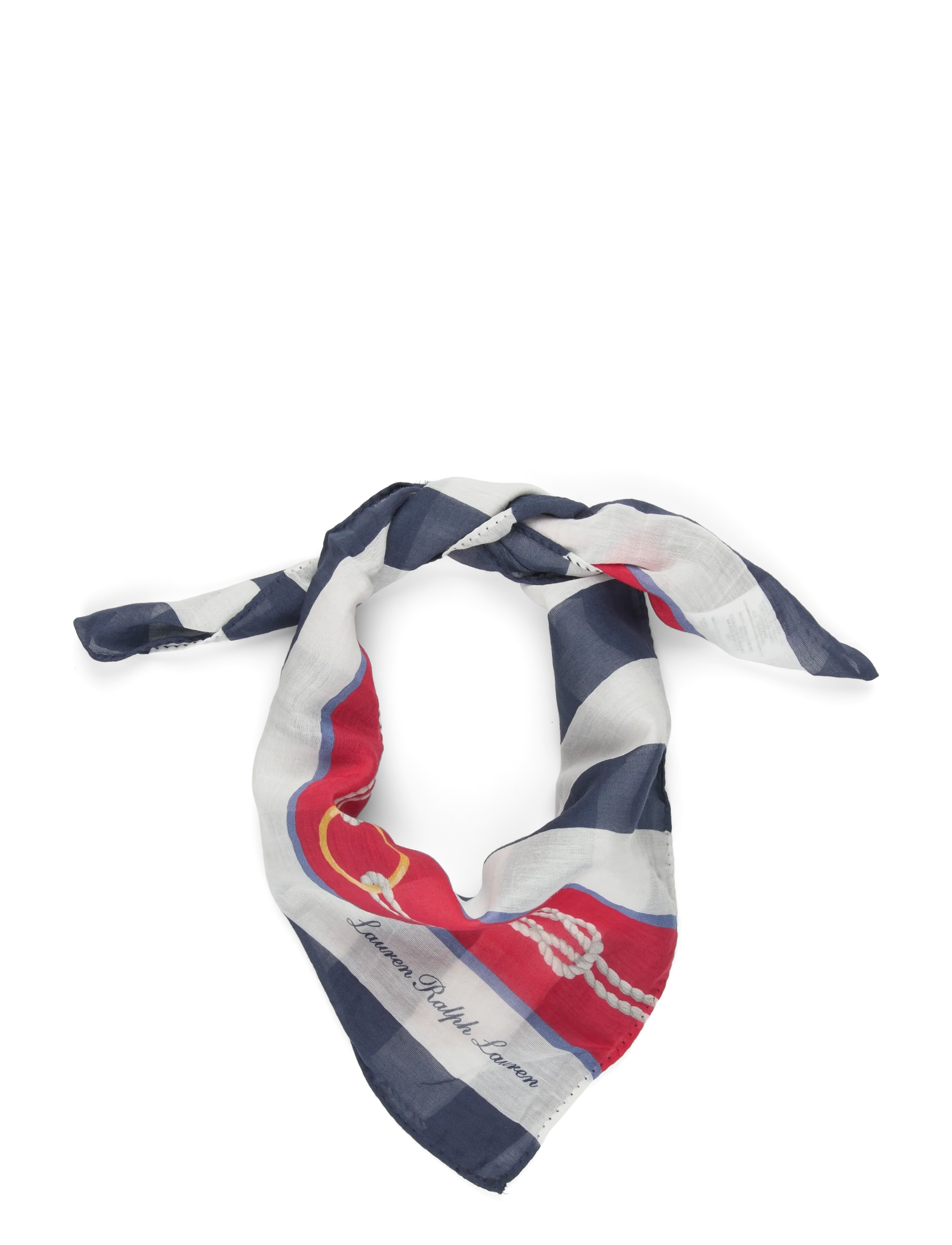 Lauren Ralph Lauren Rope-Print Striped Cotton-Silk Scarf - Šalles - REFINED NAVY / blue