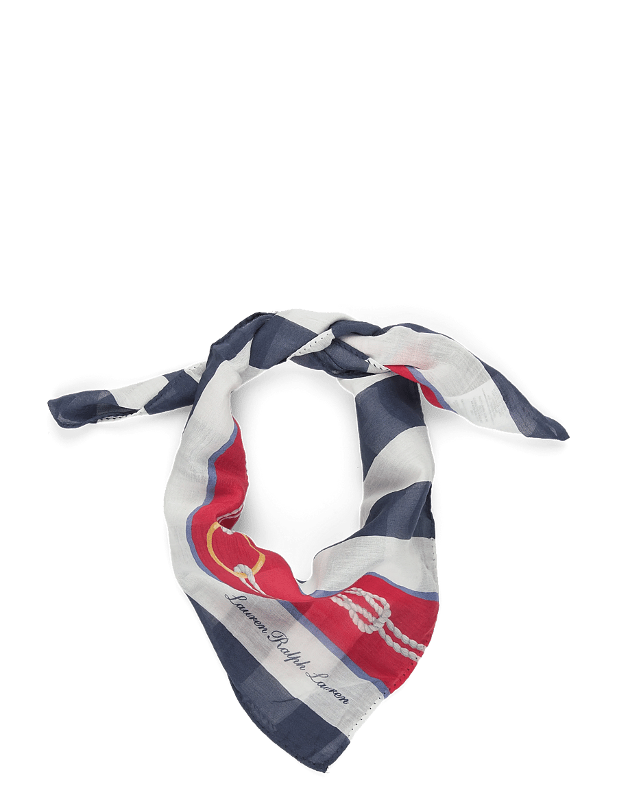 Lauren Ralph Lauren - Rope-Print Striped Cotton-Silk Scarf - everyday style - refined navy - 0