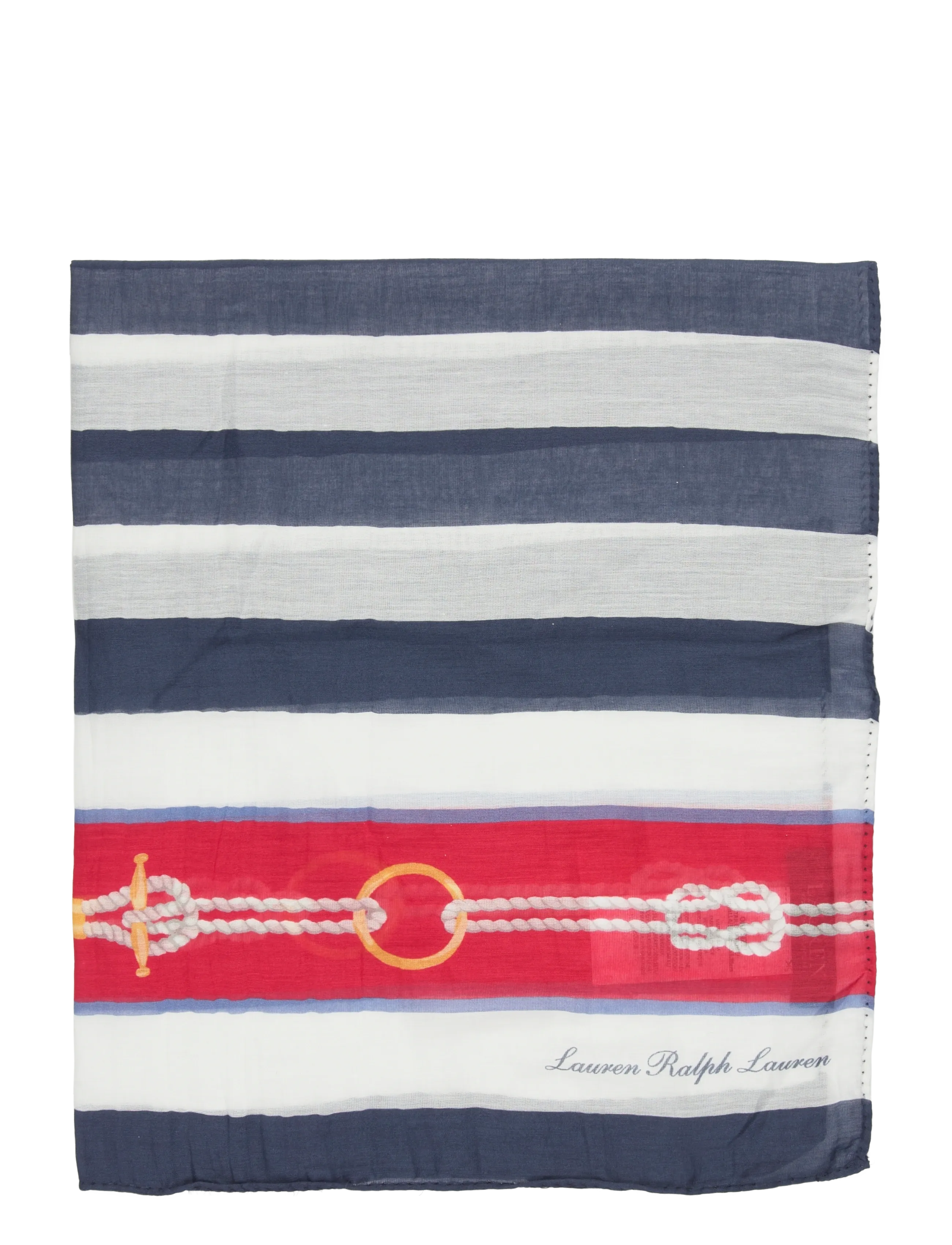 Lauren Ralph Lauren - Rope-Print Striped Cotton-Silk Scarf - everyday style - refined navy - 1