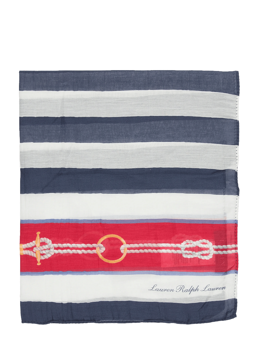 Lauren Ralph Lauren - Rope-Print Striped Cotton-Silk Scarf - everyday style - refined navy - 1