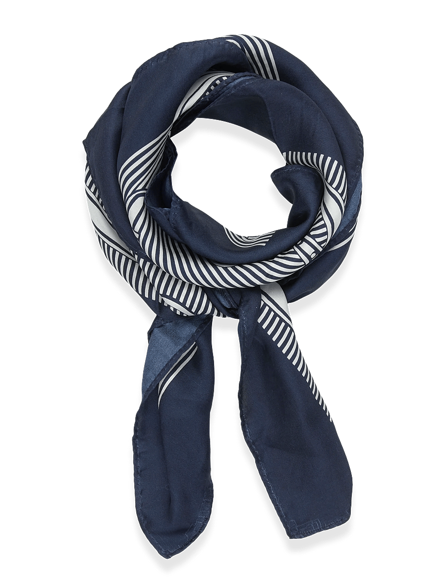 Lauren Ralph Lauren - Striped Belting-Print Silk Square Scarf - tynde tørklæder - refined navy - 0