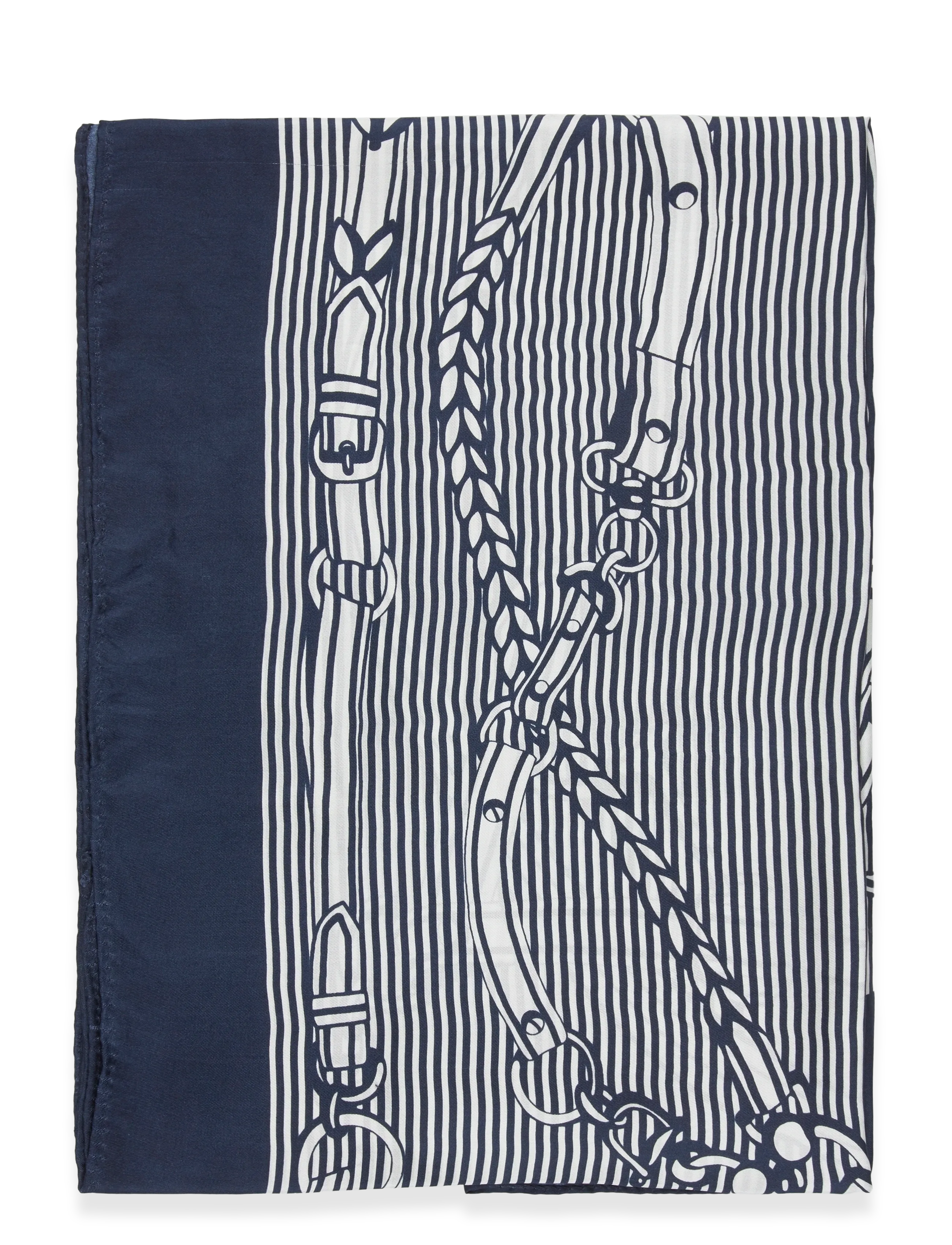 Lauren Ralph Lauren - Striped Belting-Print Silk Square Scarf - everyday style - refined navy - 1