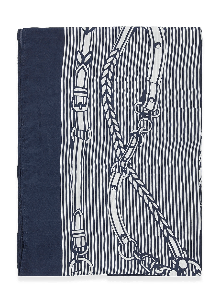 Lauren Ralph Lauren - Striped Belting-Print Silk Square Scarf - tynde tørklæder - refined navy - 1