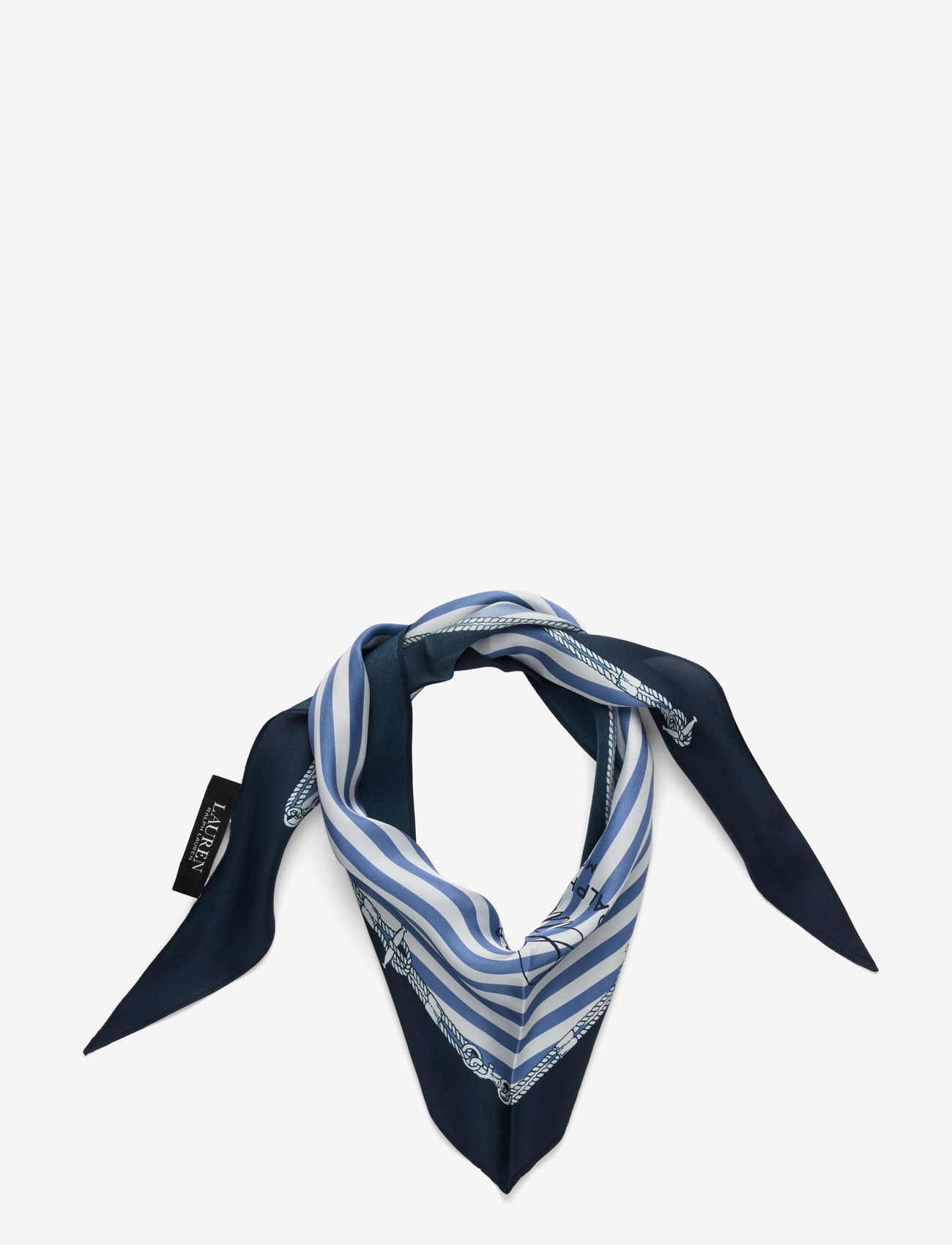 Lauren Ralph Lauren - Striped Crest Silk Diamond Scarf - tynde tørklæder - carson blue - 0