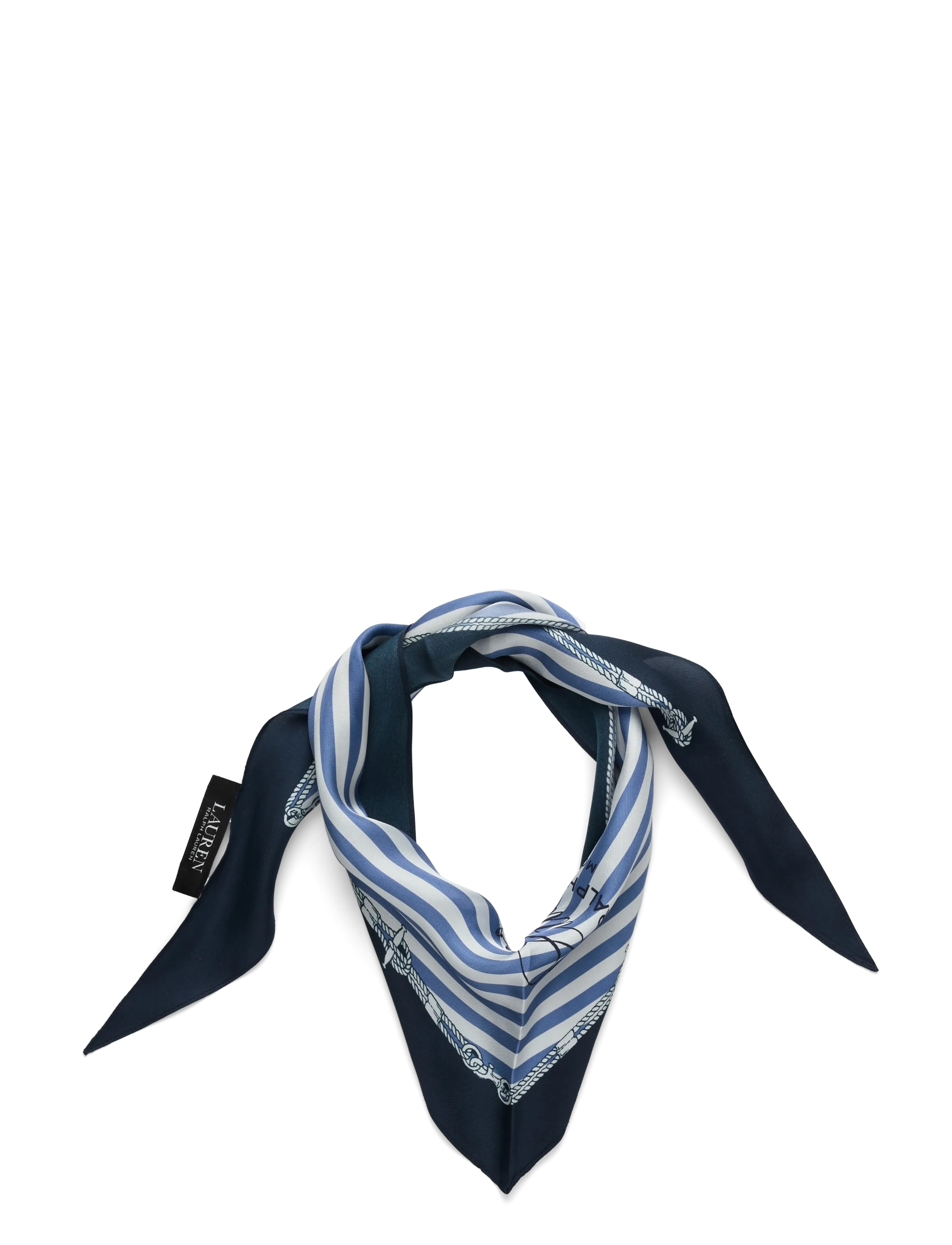 Lauren Ralph Lauren Striped Crest Silk Diamond Scarf - Accessoarer - CARSON BLUE / navy