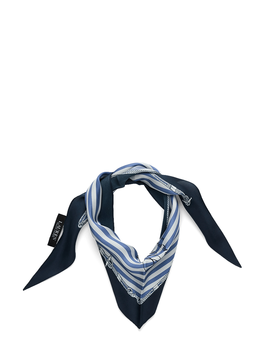 Lauren Ralph Lauren - Striped Crest Silk Diamond Scarf - kerged sallid - carson blue - 0