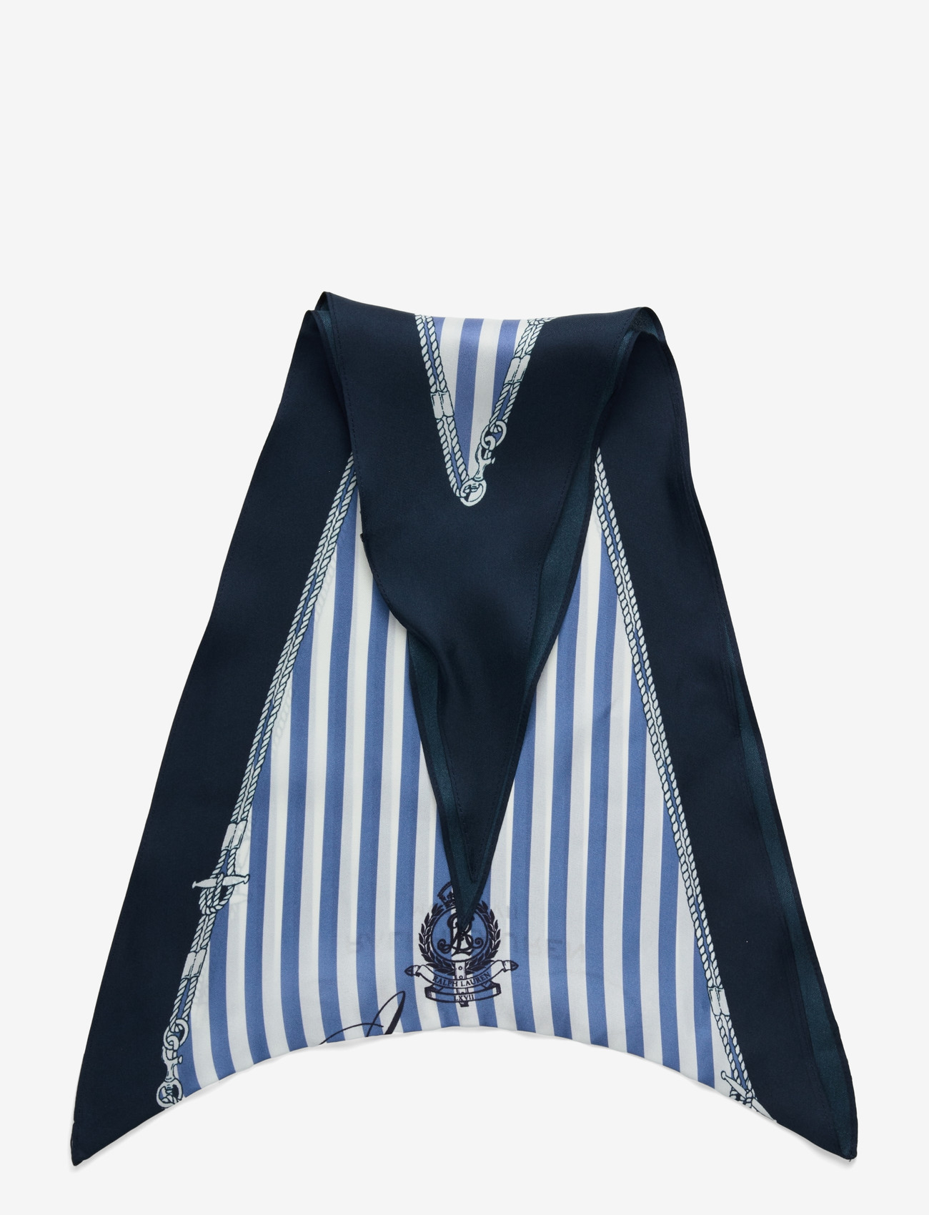 Lauren Ralph Lauren - Striped Crest Silk Diamond Scarf - tynde tørklæder - carson blue - 1
