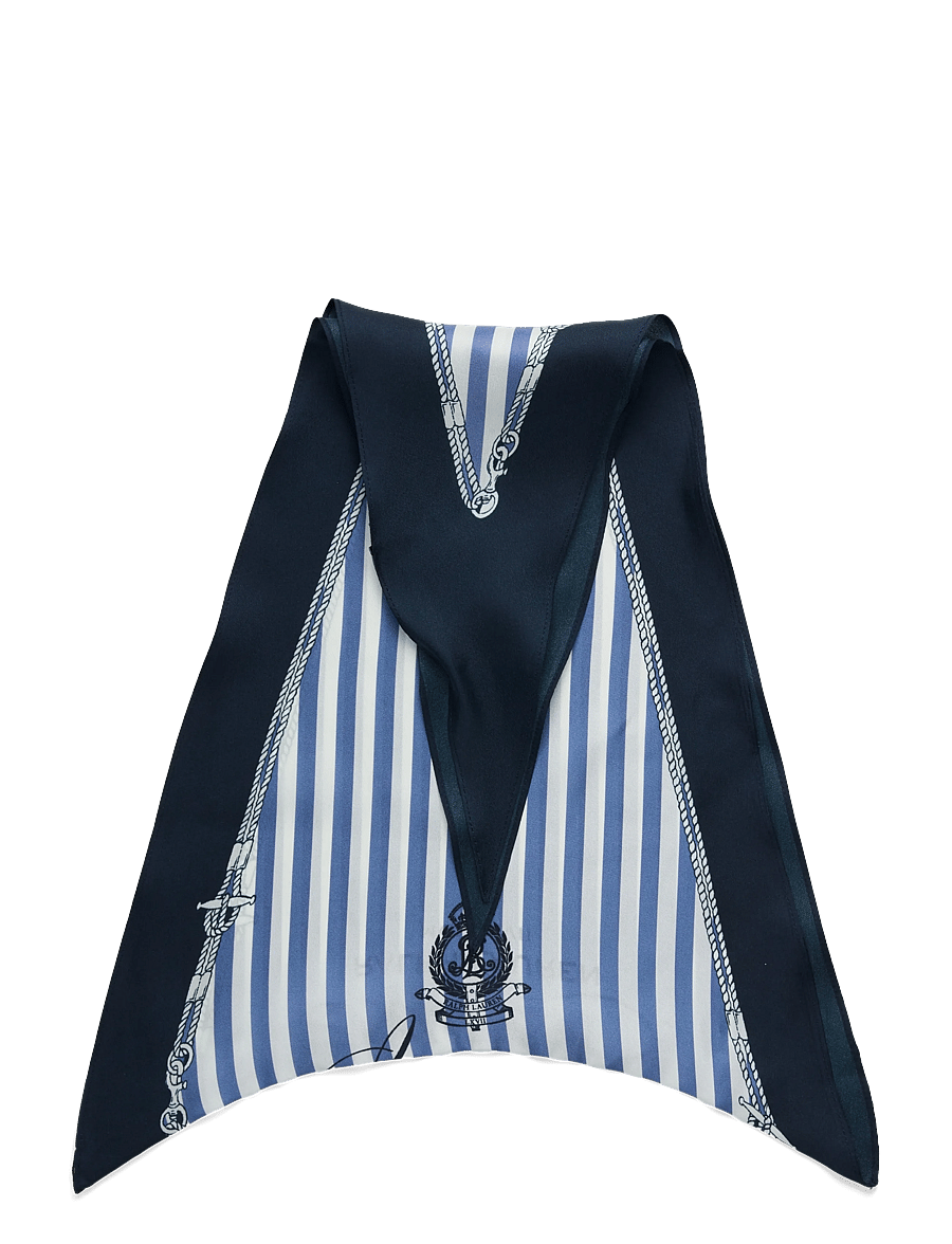 Lauren Ralph Lauren - Striped Crest Silk Diamond Scarf - kerged sallid - carson blue - 1