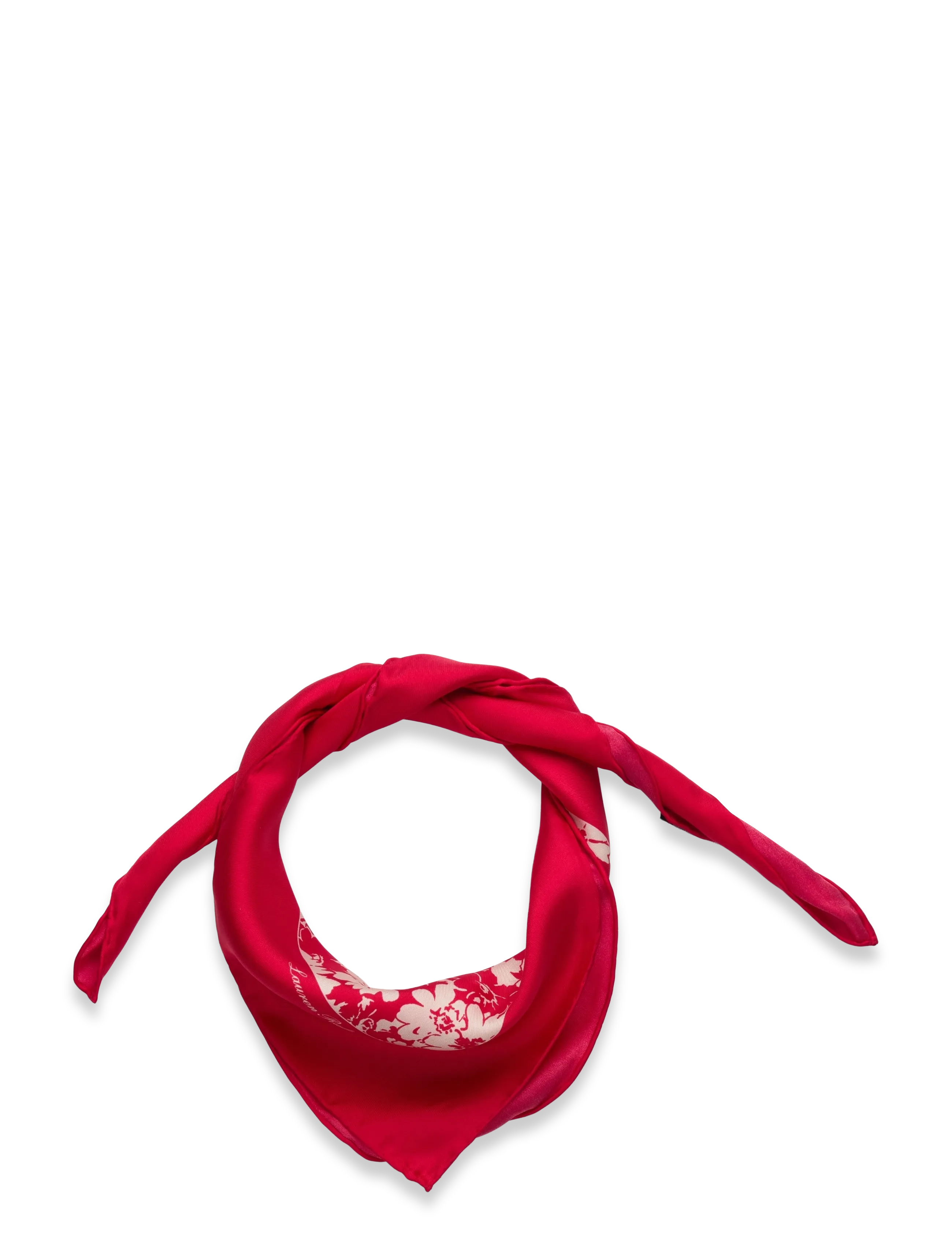 Lauren Ralph Lauren Floral Silk Square Scarf - Sjalar & Halsdukar - CRUISE RED / red