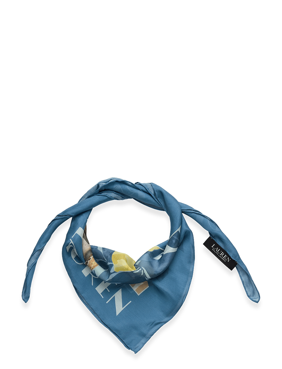 Lauren Ralph Lauren - Landscape-Print Cotton-Silk Square Scarf - tynde tørklæder - blue note - 0