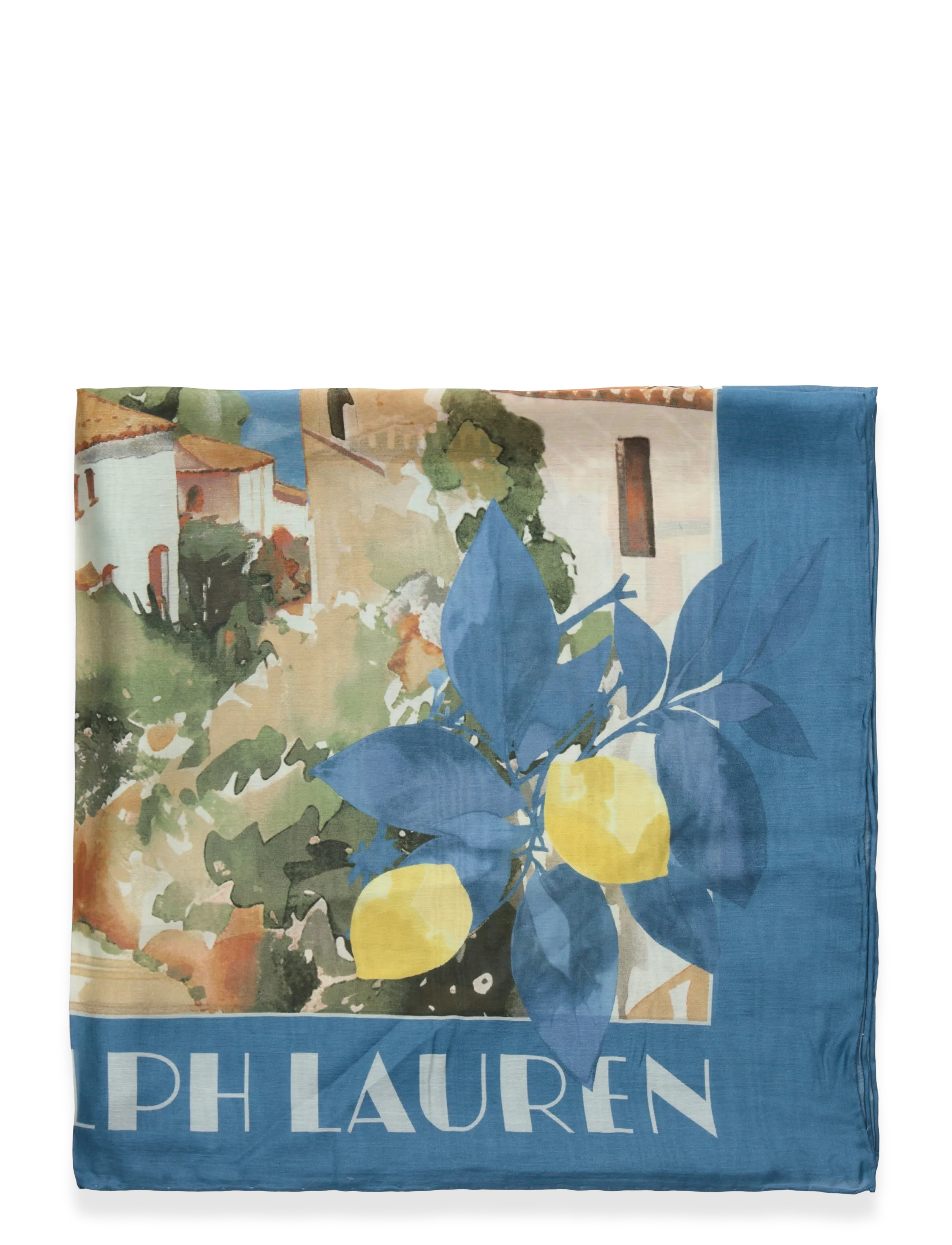 Lauren Ralph Lauren - Landscape-Print Cotton-Silk Square Scarf - tynde tørklæder - blue note - 1