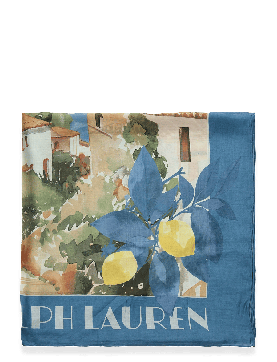 Lauren Ralph Lauren - Landscape-Print Cotton-Silk Square Scarf - tynde tørklæder - blue note - 1