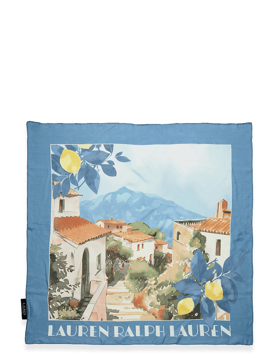 Lauren Ralph Lauren - Landscape-Print Cotton-Silk Square Scarf - tynde tørklæder - blue note - 2
