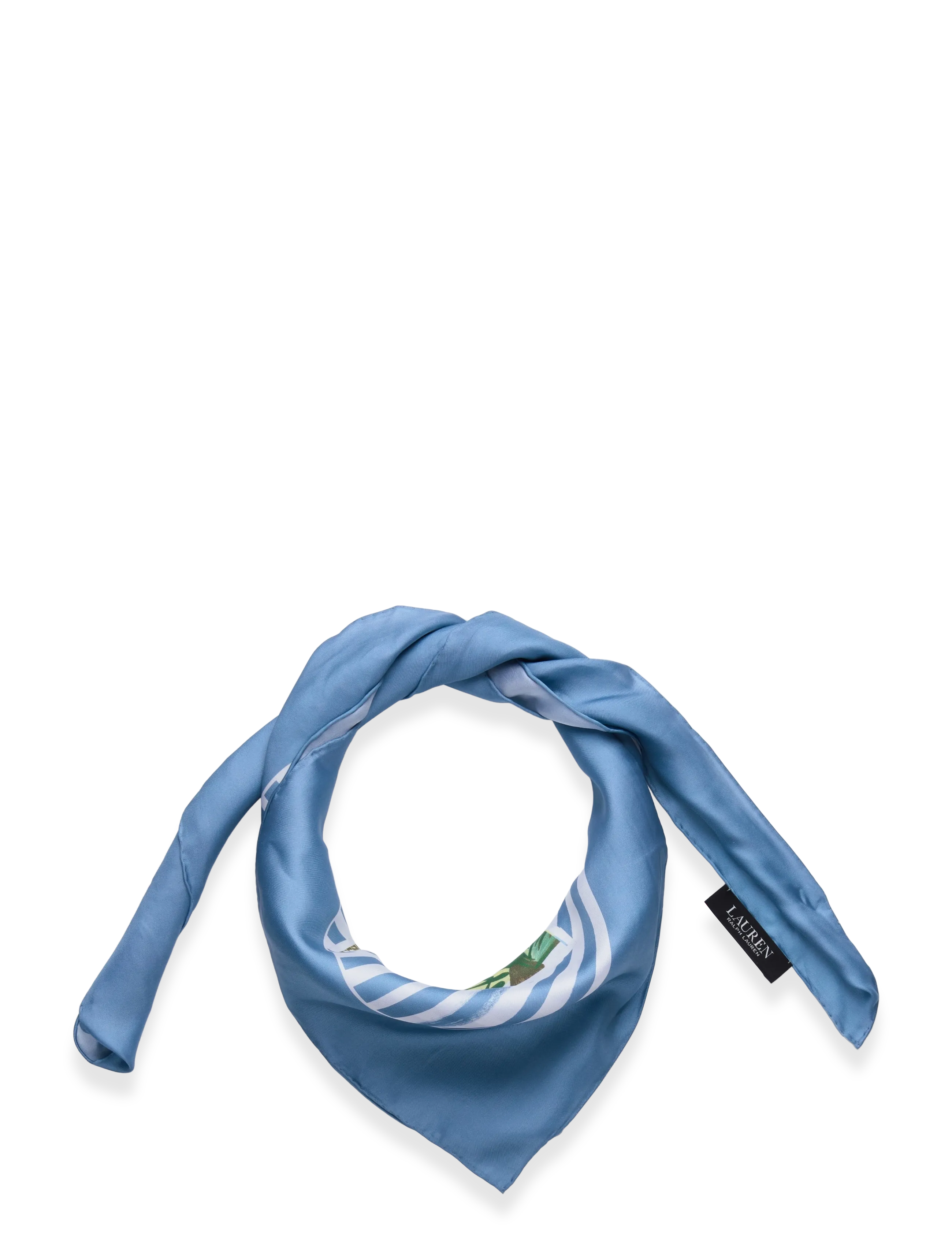 Lauren Ralph Lauren Striped Postcard-Print Silk Square Scarf, One Size, Blue, Tørklæder > Letvægtstørklæder, Dame
