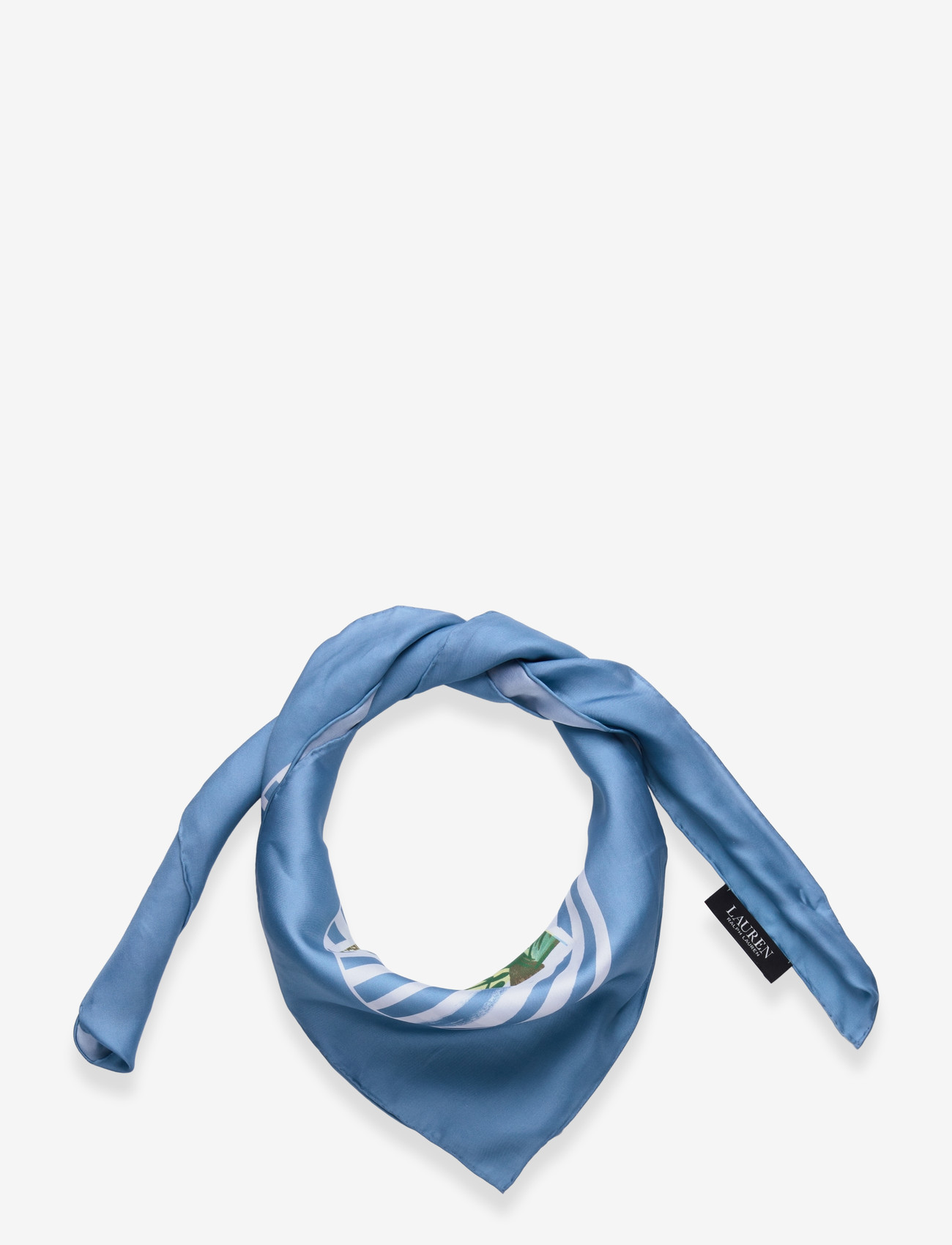 Lauren Ralph Lauren - Striped Postcard-Print Silk Square Scarf - tynde tørklæder - blue note - 0