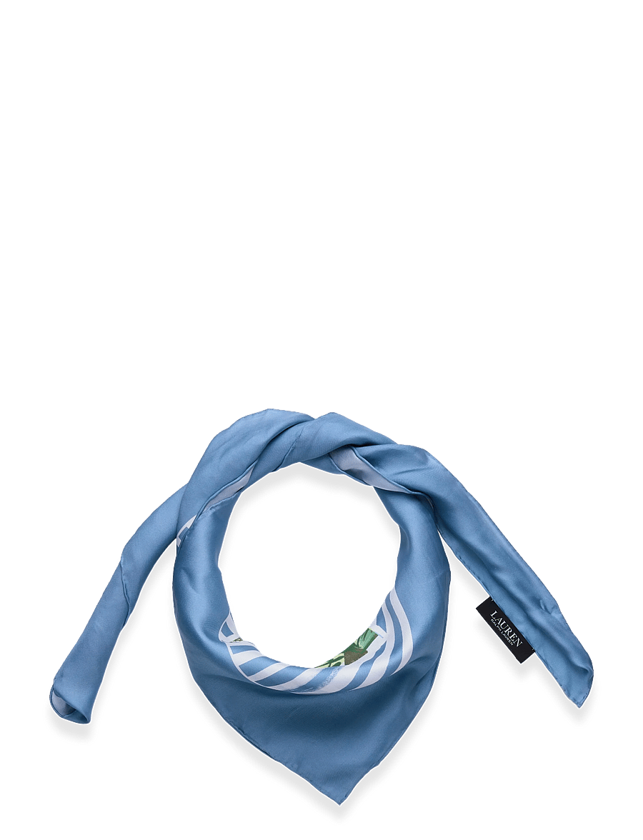 Lauren Ralph Lauren - Striped Postcard-Print Silk Square Scarf - dunne sjaals - blue note - 0