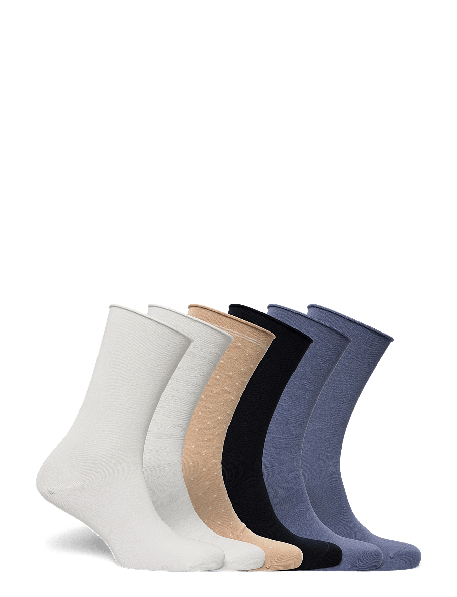 Lauren Ralph Lauren - Floral & Logo Roll-Top Sock 6-Pack - chaussettes - ivory/blue/tan/na - 1