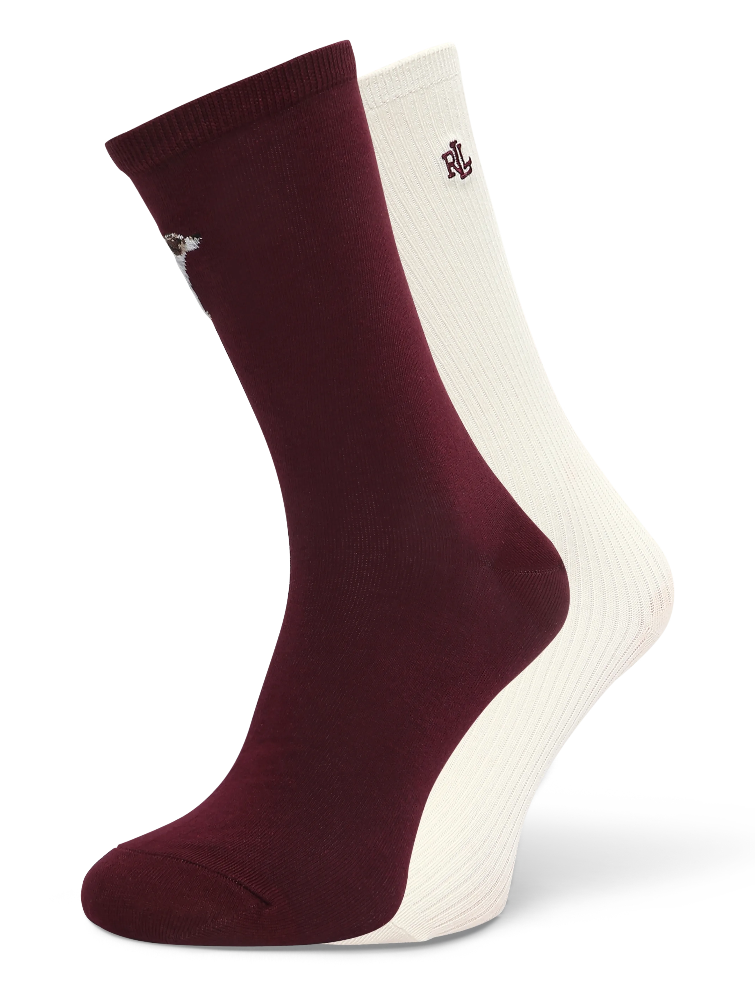 Lauren Ralph Lauren Strumpor med hundmotiv och logga, 2-pack - Underkläder - WINE IVORY / burgundy