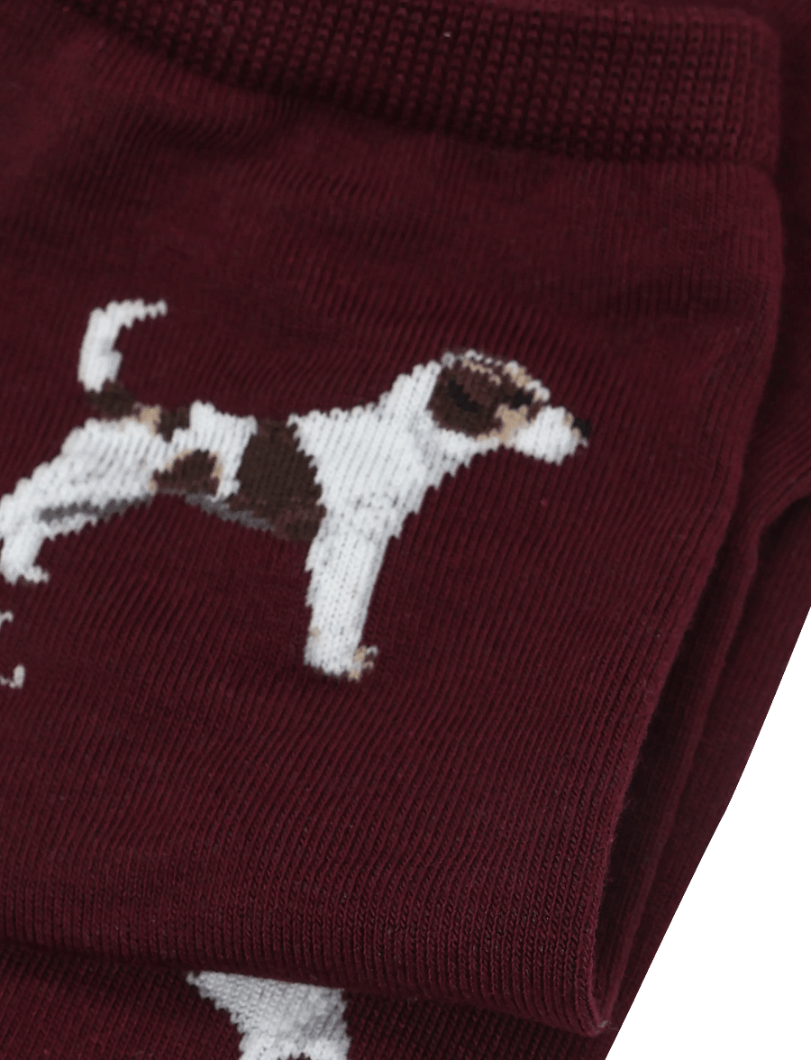 Lauren Ralph Lauren - Dog & Logo Cotton-Blend Crew Sock 2-Pack - normale socken - wine ivory - 2