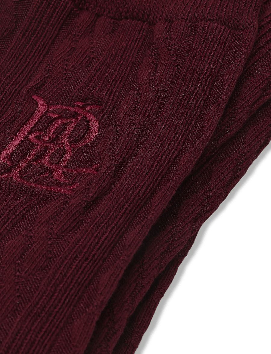 Lauren Ralph Lauren - Logo Cable Cotton-Blend Crew Sock 2-Pack - normale socken - wine navy - 2