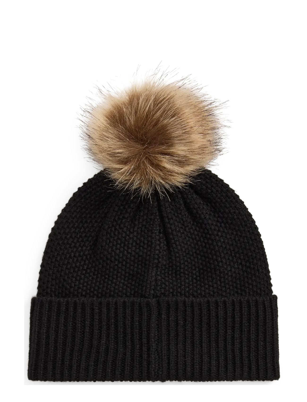 Lauren Ralph Lauren - Embroidered-Crest Pom-Pom Cable Beanie - mössor - black - 1