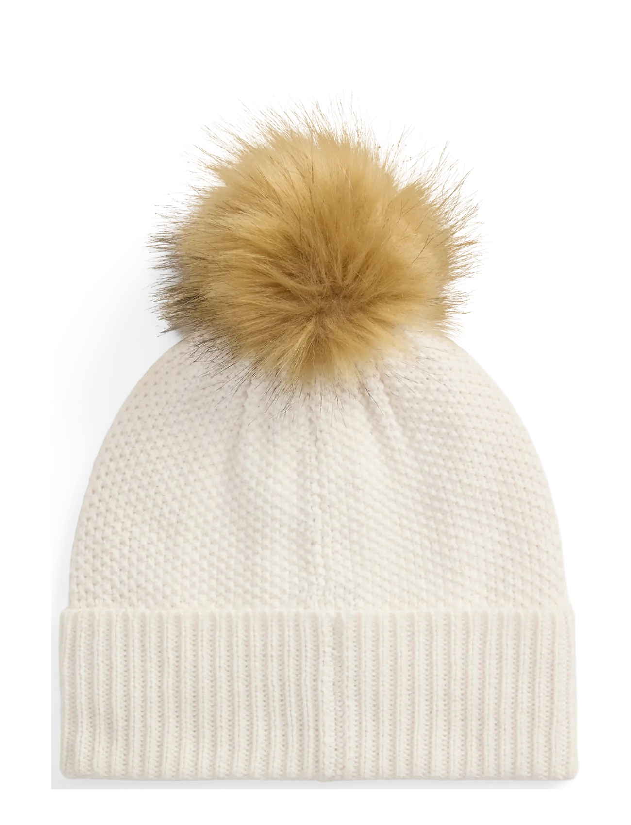 Lauren Ralph Lauren - Embroidered-Crest Pom-Pom Cable Beanie - mössor - cream - 1