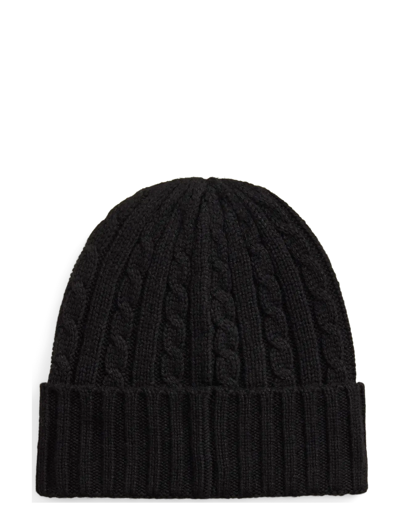 Lauren Ralph Lauren - Embroidered-Logo Cable-Knit Beanie - mössor - black - 1