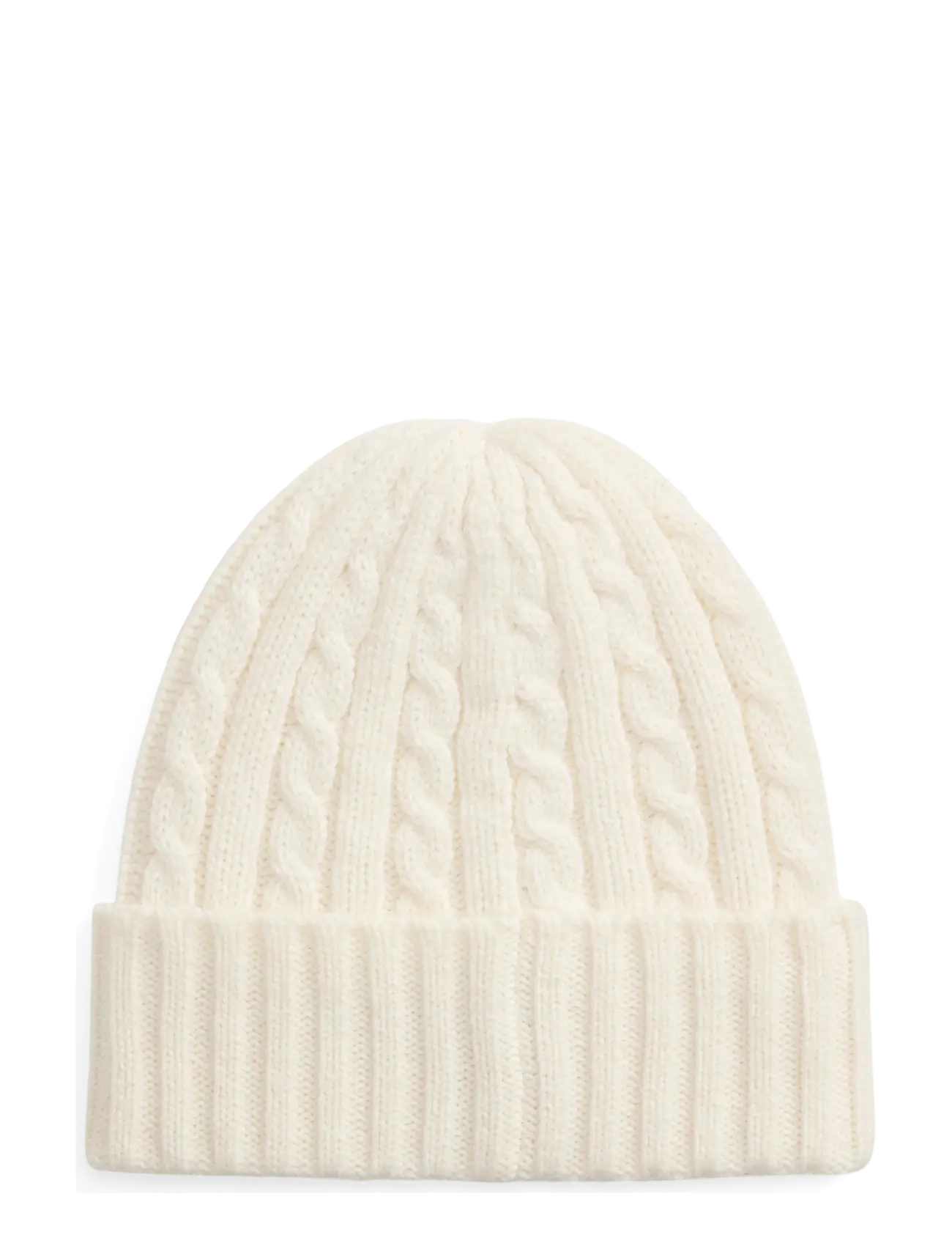 Lauren Ralph Lauren - Embroidered-Logo Cable-Knit Beanie - mössor - cream - 1
