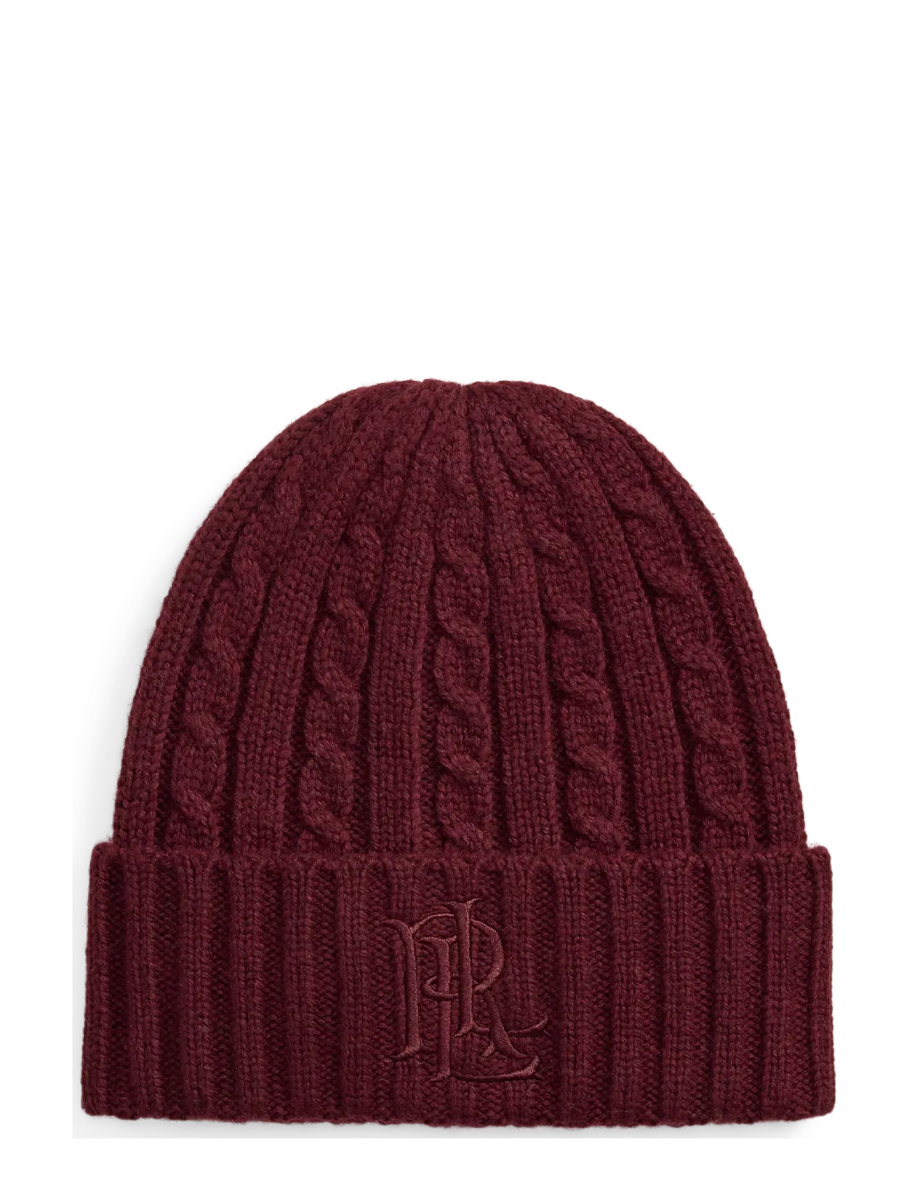 Lauren Ralph Lauren Embroidered-Logo Cable-Knit Beanie - Accessoarer - DARK GARNET / burgundy