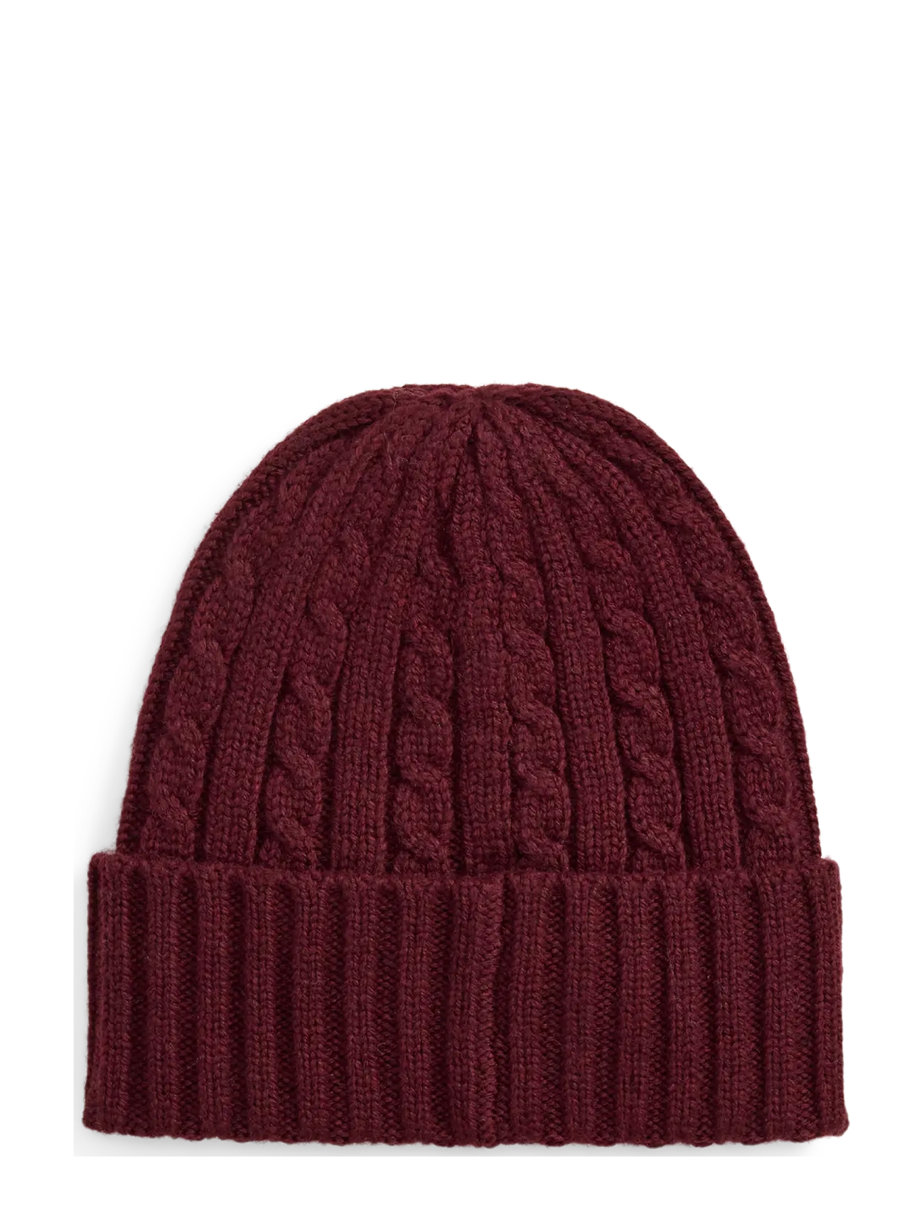 Lauren Ralph Lauren - Embroidered-Logo Cable-Knit Beanie - mössor - dark garnet - 1