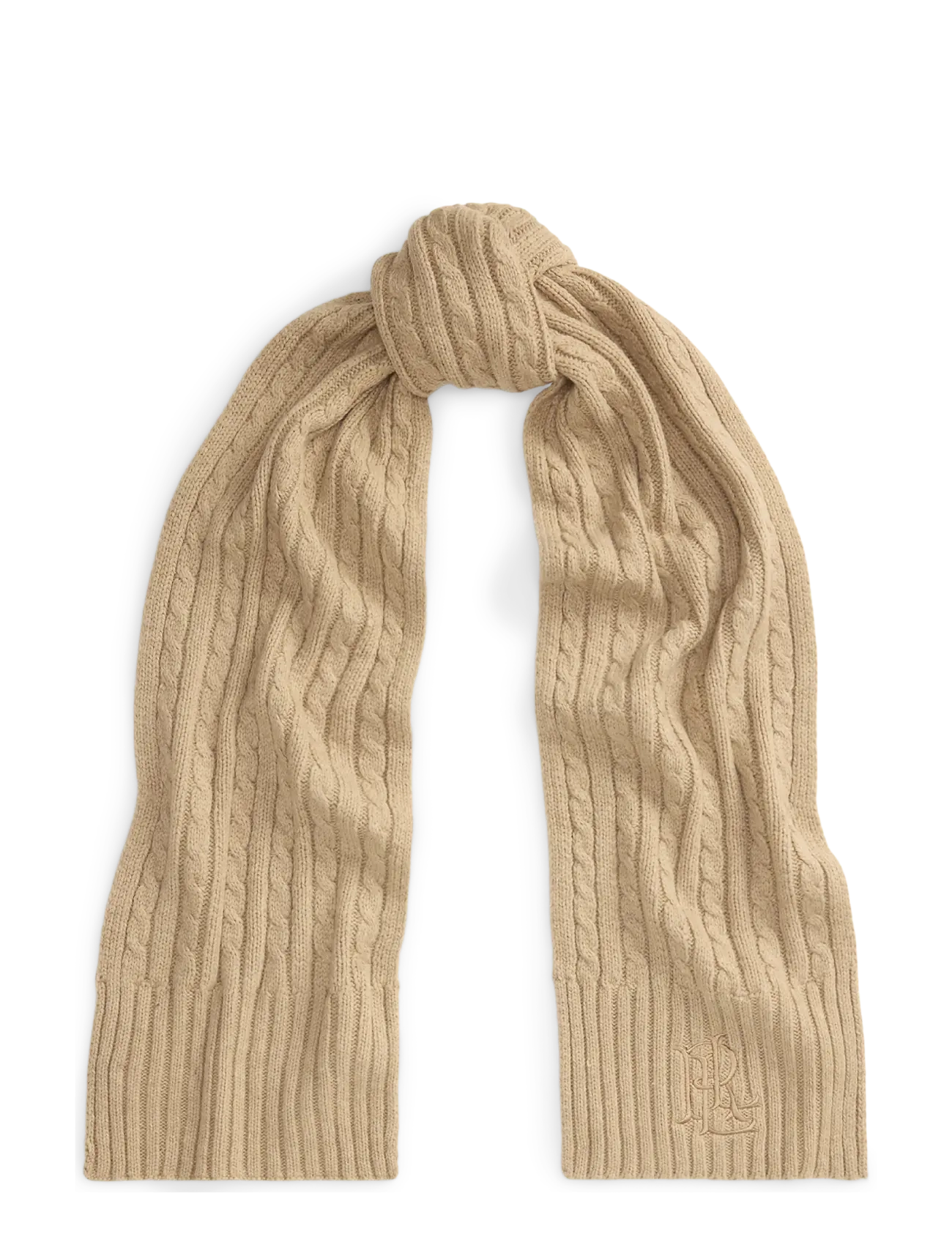 Embroidered-Logo Cable-Knit Scarf