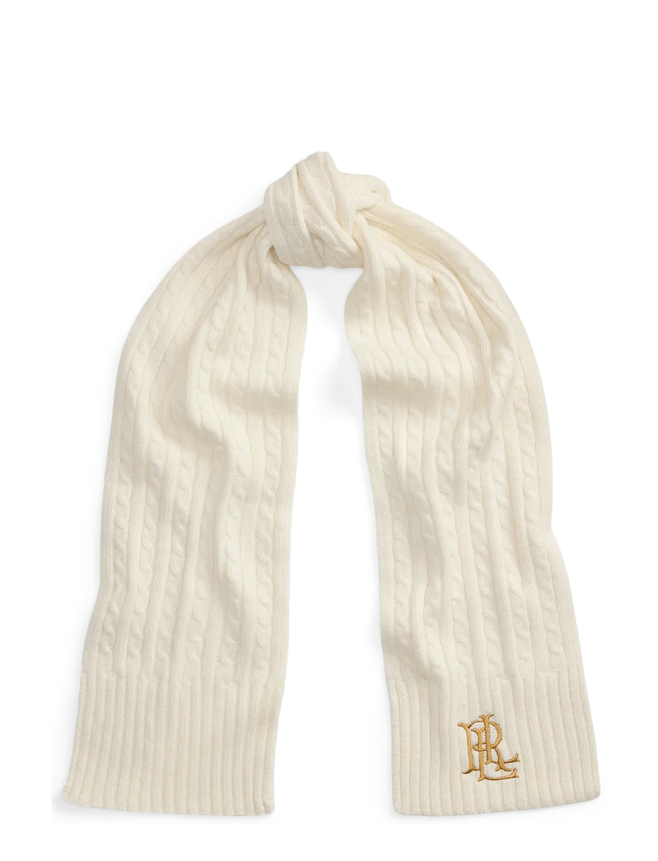 Lauren Ralph Lauren Embroidered-Logo Cable-Knit Scarf - Accessoarer - CREAM / cream
