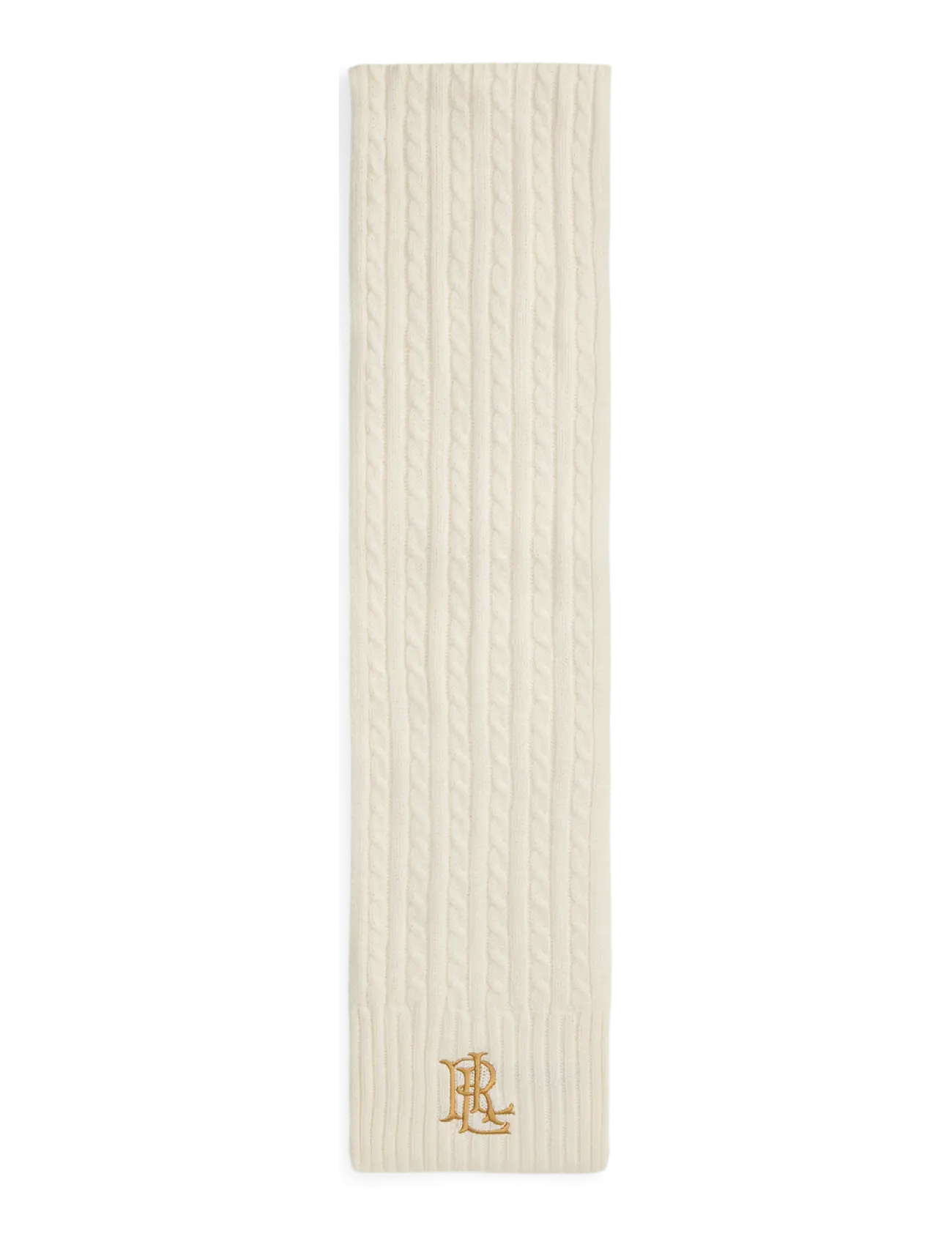 Lauren Ralph Lauren - Embroidered-Logo Cable-Knit Scarf - halsdukar - cream - 1