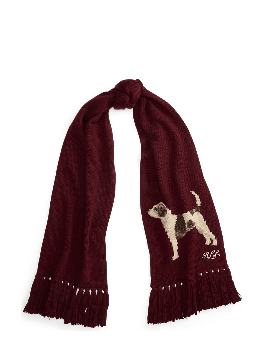 Lauren Ralph Lauren - Fringe-Trim Jack Russell Terrier Scarf - winterschals - dark garnet - 0