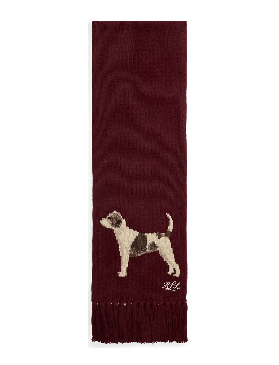 Lauren Ralph Lauren - Fringe-Trim Jack Russell Terrier Scarf - winterschals - dark garnet - 1