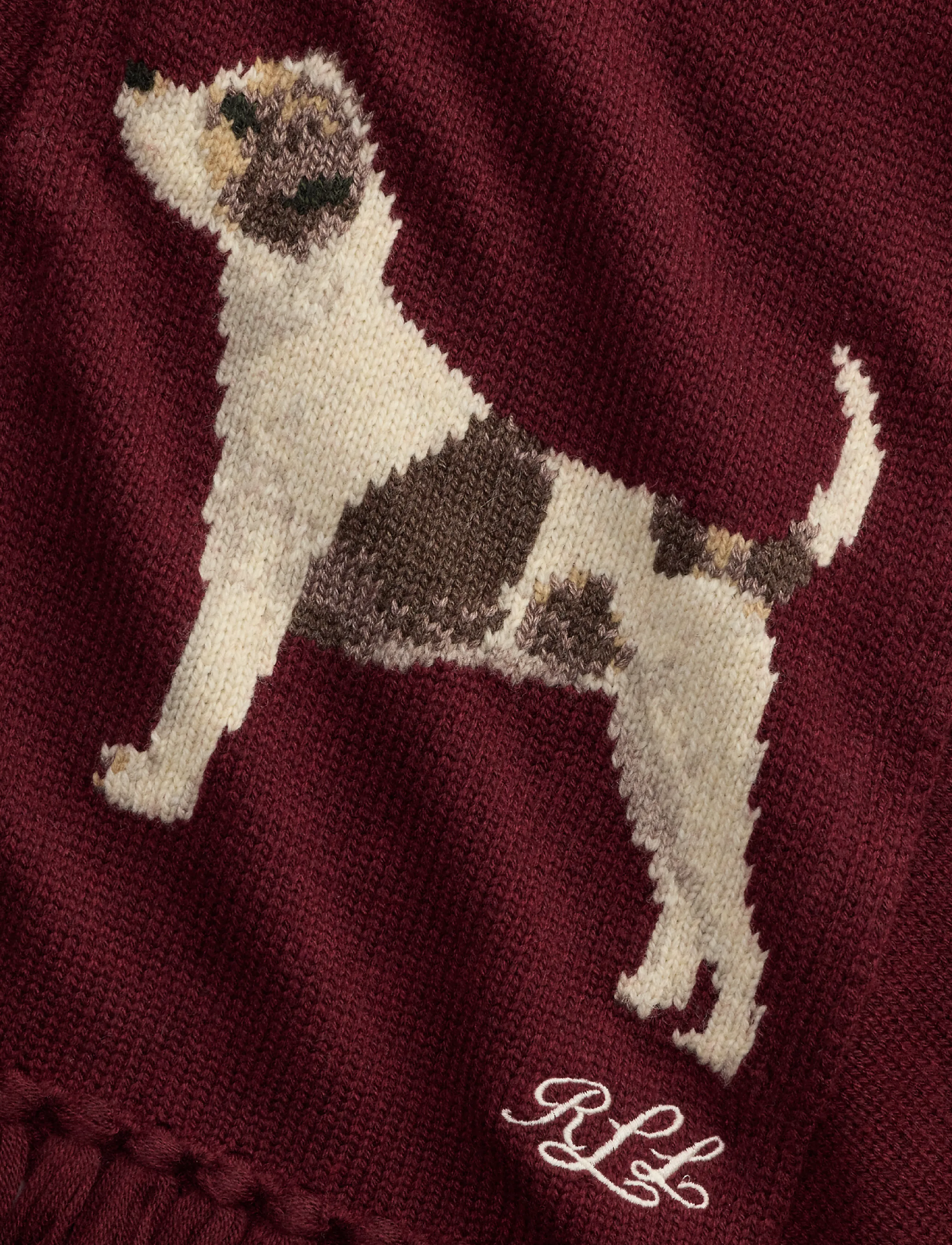 Lauren Ralph Lauren - Fringe-Trim Jack Russell Terrier Scarf - dark garnet - 2