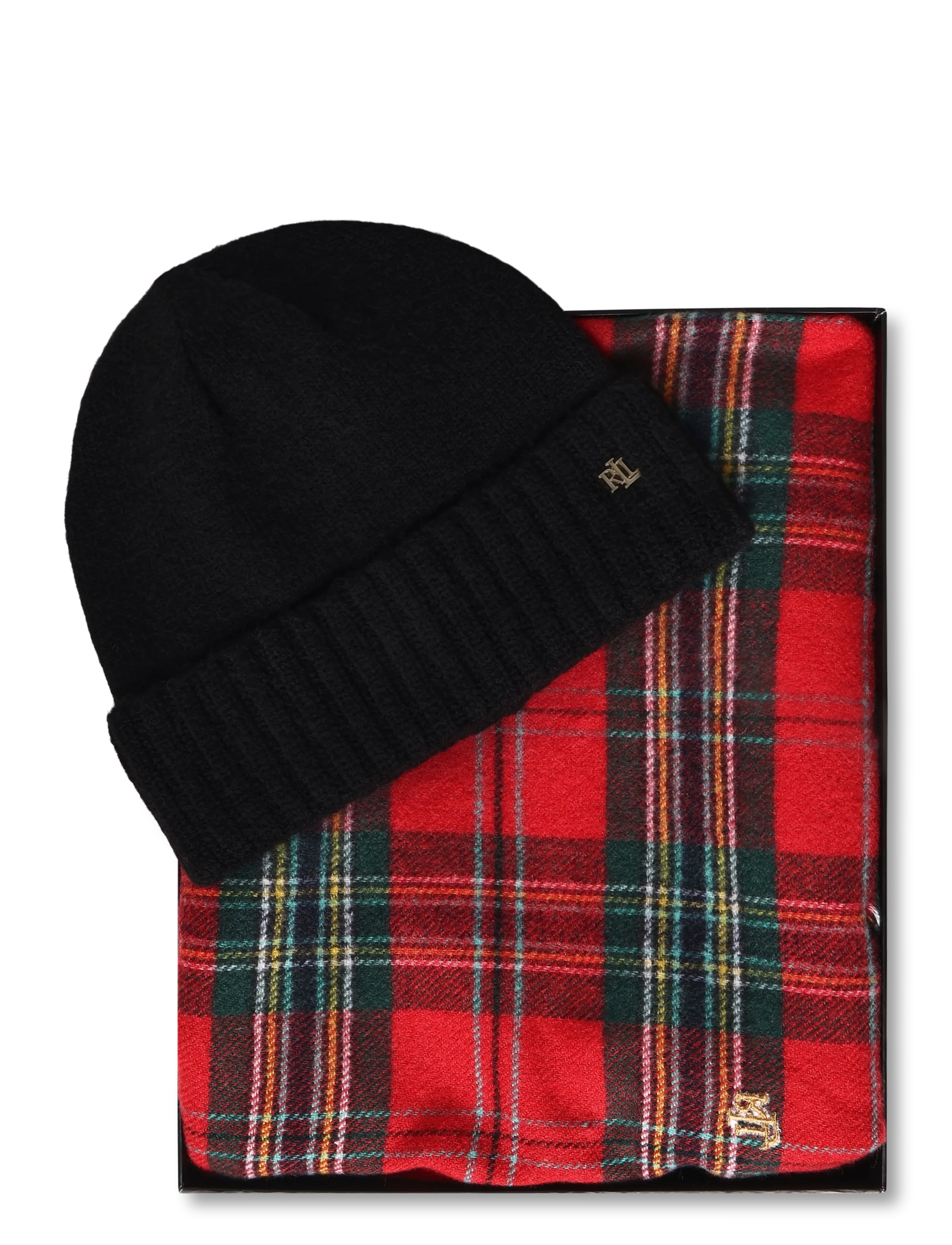 Lauren Ralph Lauren - Plaid Scarf & Knit Beanie Gift Set - halstørklæder - red stewart - 3